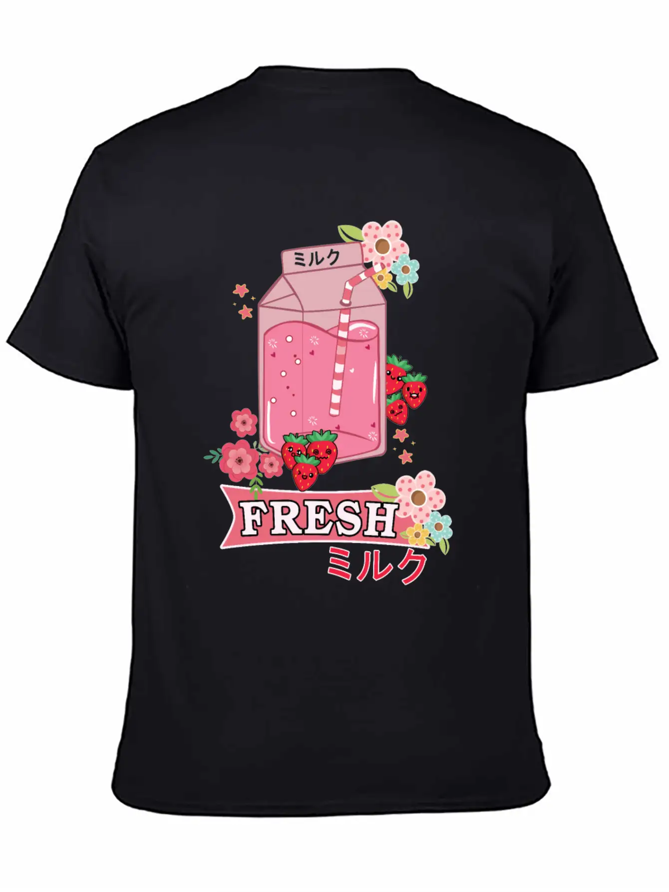 Funny Kawaii Anime Japanese Fresh Strawberry Milk Classic Cotton Tee – Unisex Comfort For Any Season