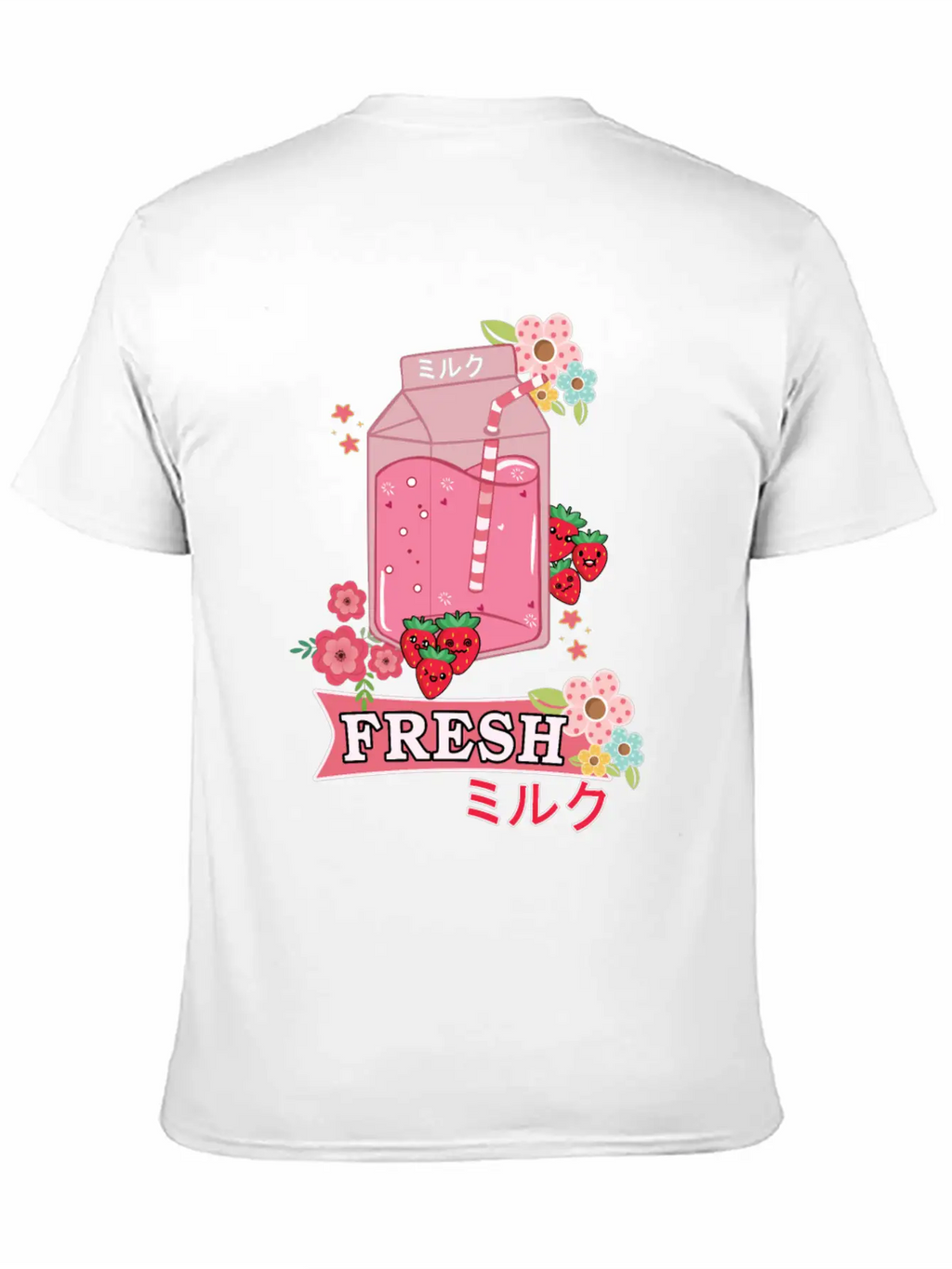 Funny Kawaii Anime Japanese Fresh Strawberry Milk Classic Cotton Tee – Unisex Comfort For Any Season