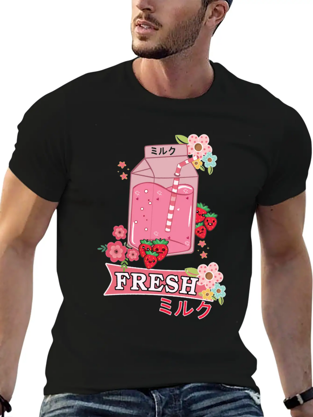 Funny Kawaii Anime Japanese Fresh Strawberry Milk Classic Cotton Tee – Unisex Comfort For Any Season