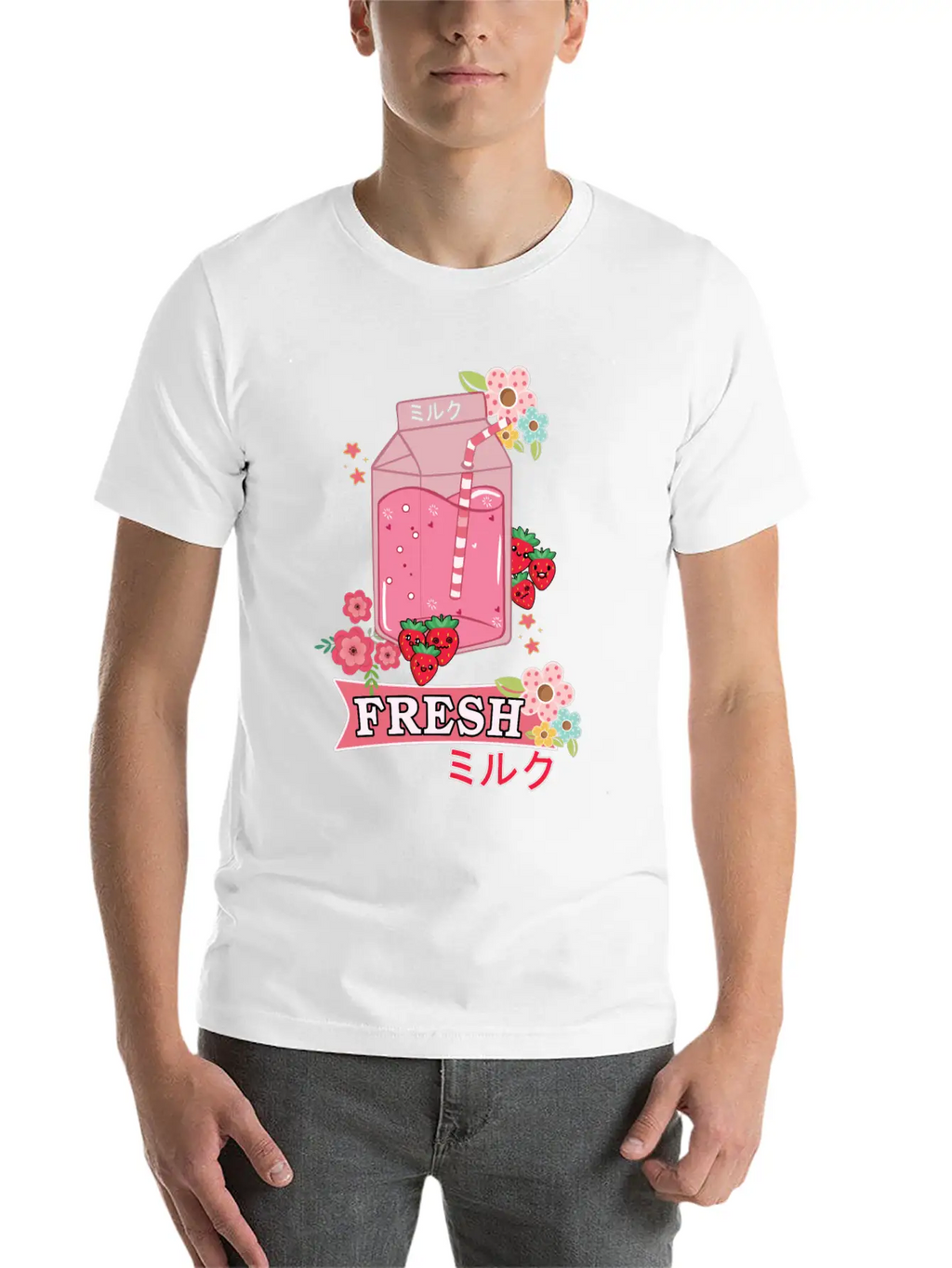Funny Kawaii Anime Japanese Fresh Strawberry Milk Classic Cotton Tee – Unisex Comfort For Any Season