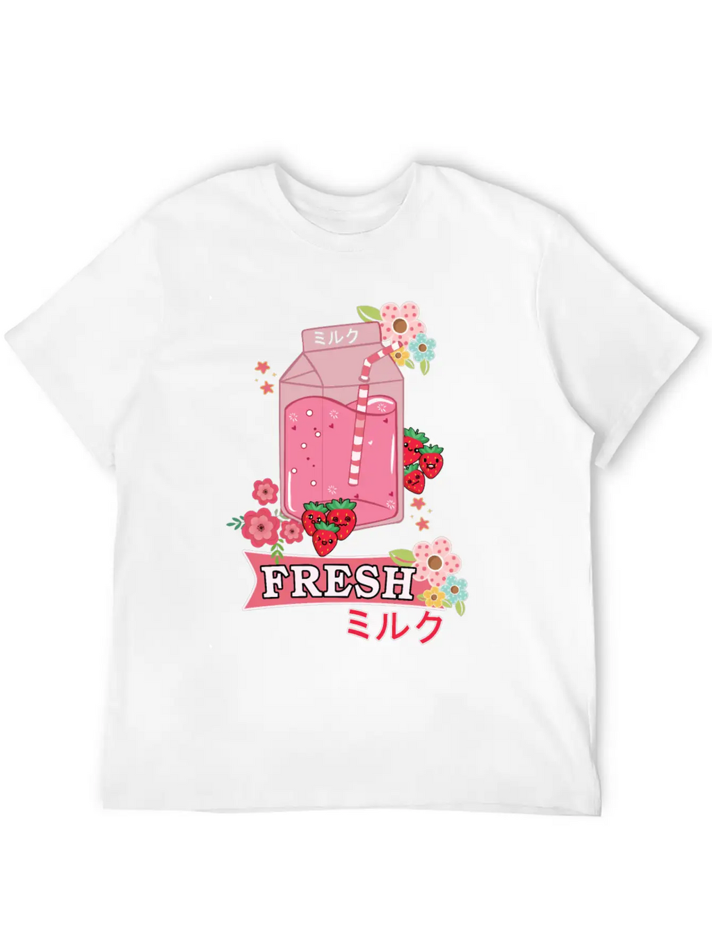 Funny Kawaii Anime Japanese Fresh Strawberry Milk Classic Cotton Tee – Unisex Comfort For Any Season