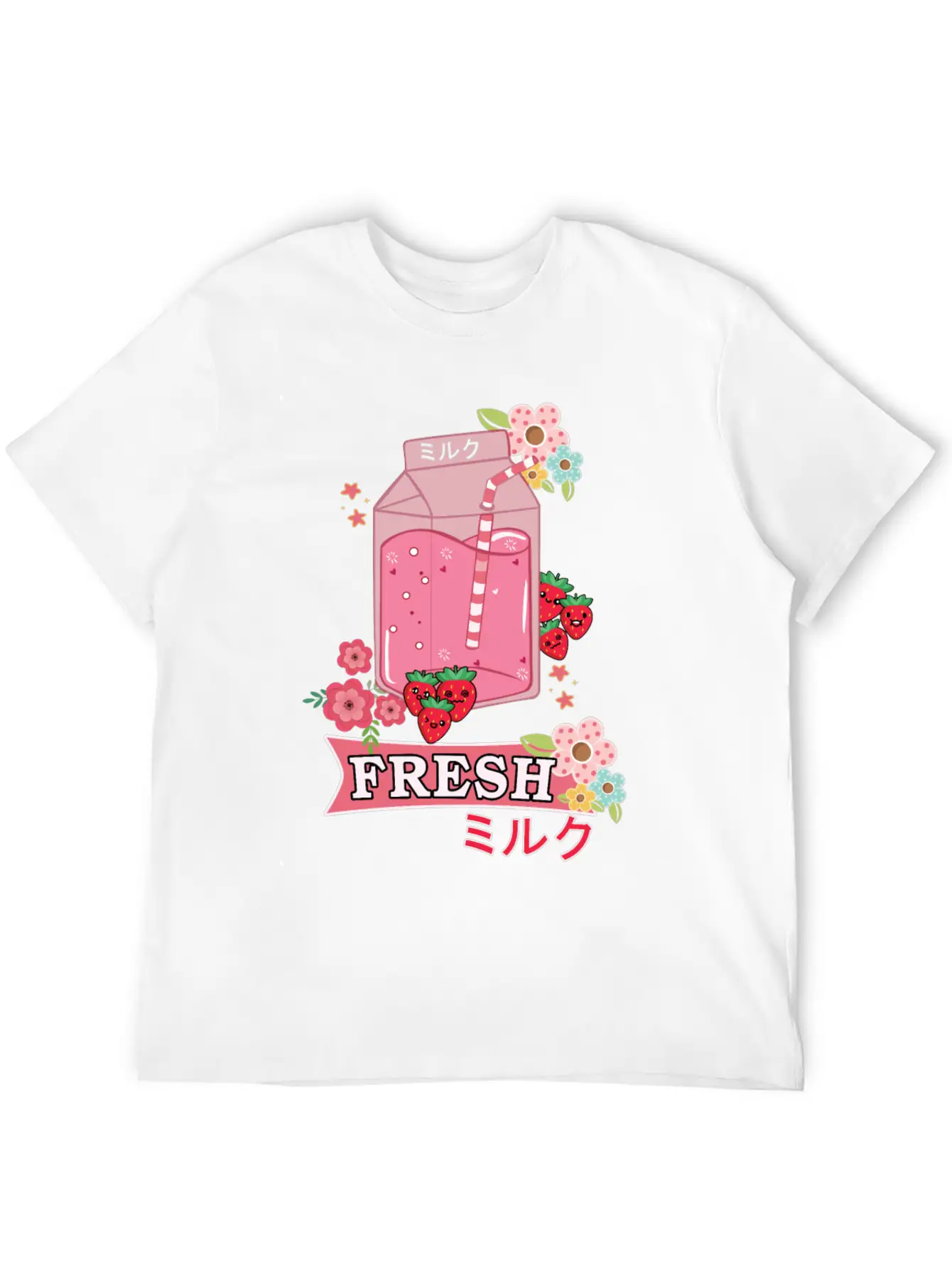 Funny Kawaii Anime Japanese Fresh Strawberry Milk Classic Cotton Tee – Unisex Comfort For Any Season