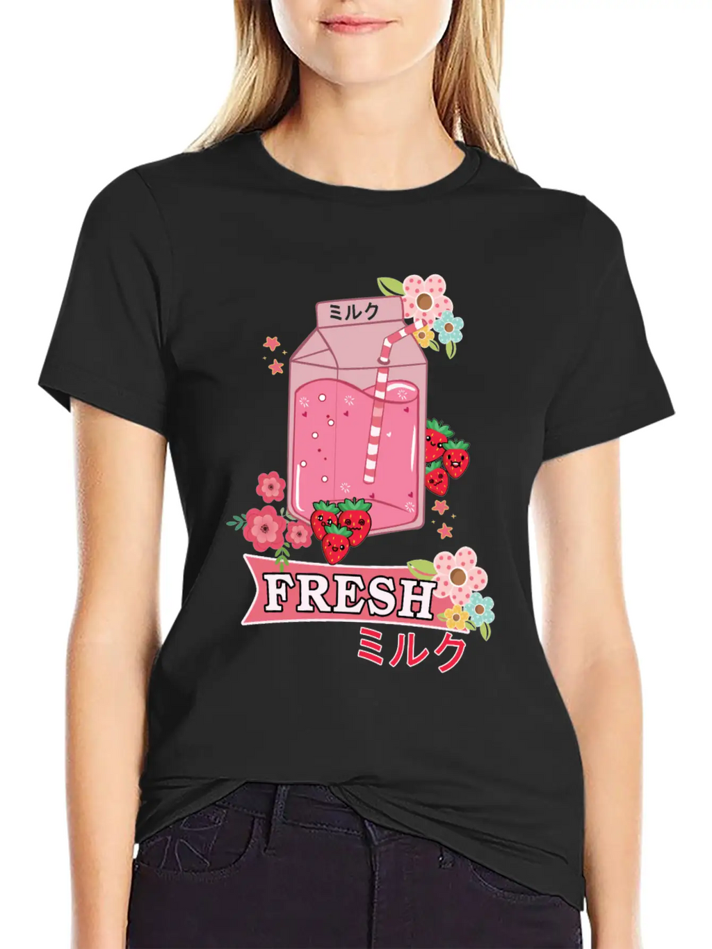 Funny Kawaii Anime Japanese Fresh Strawberry Milk Classic Cotton Tee – Unisex Comfort For Any Season