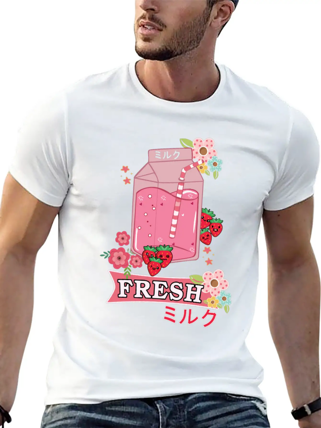 Funny Kawaii Anime Japanese Fresh Strawberry Milk Classic Cotton Tee – Unisex Comfort For Any Season