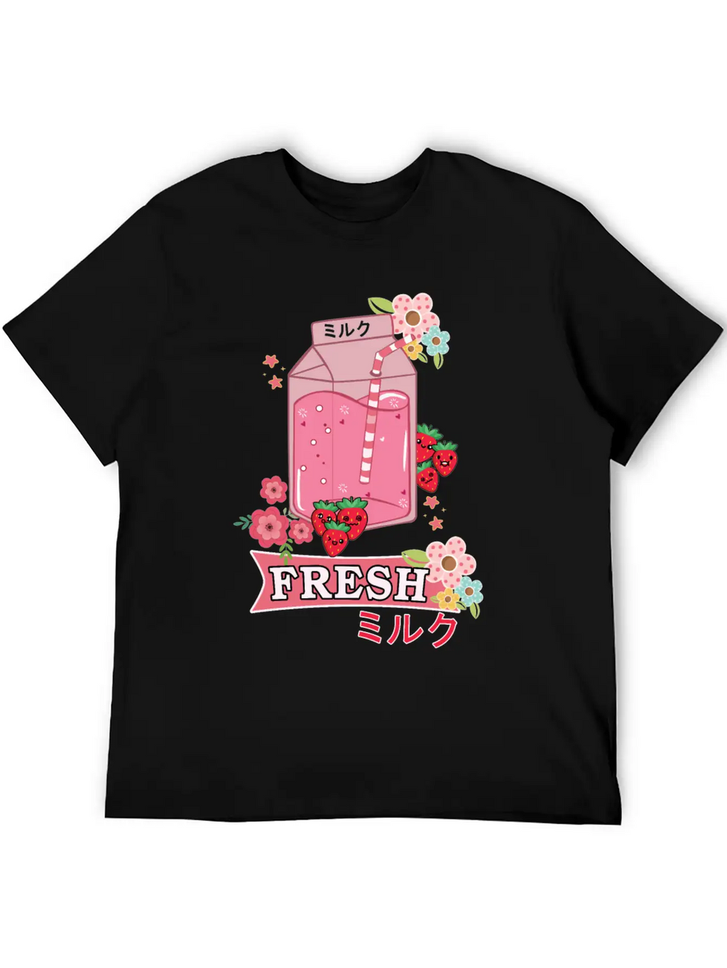 Funny Kawaii Anime Japanese Fresh Strawberry Milk Classic Cotton Tee – Unisex Comfort For Any Season