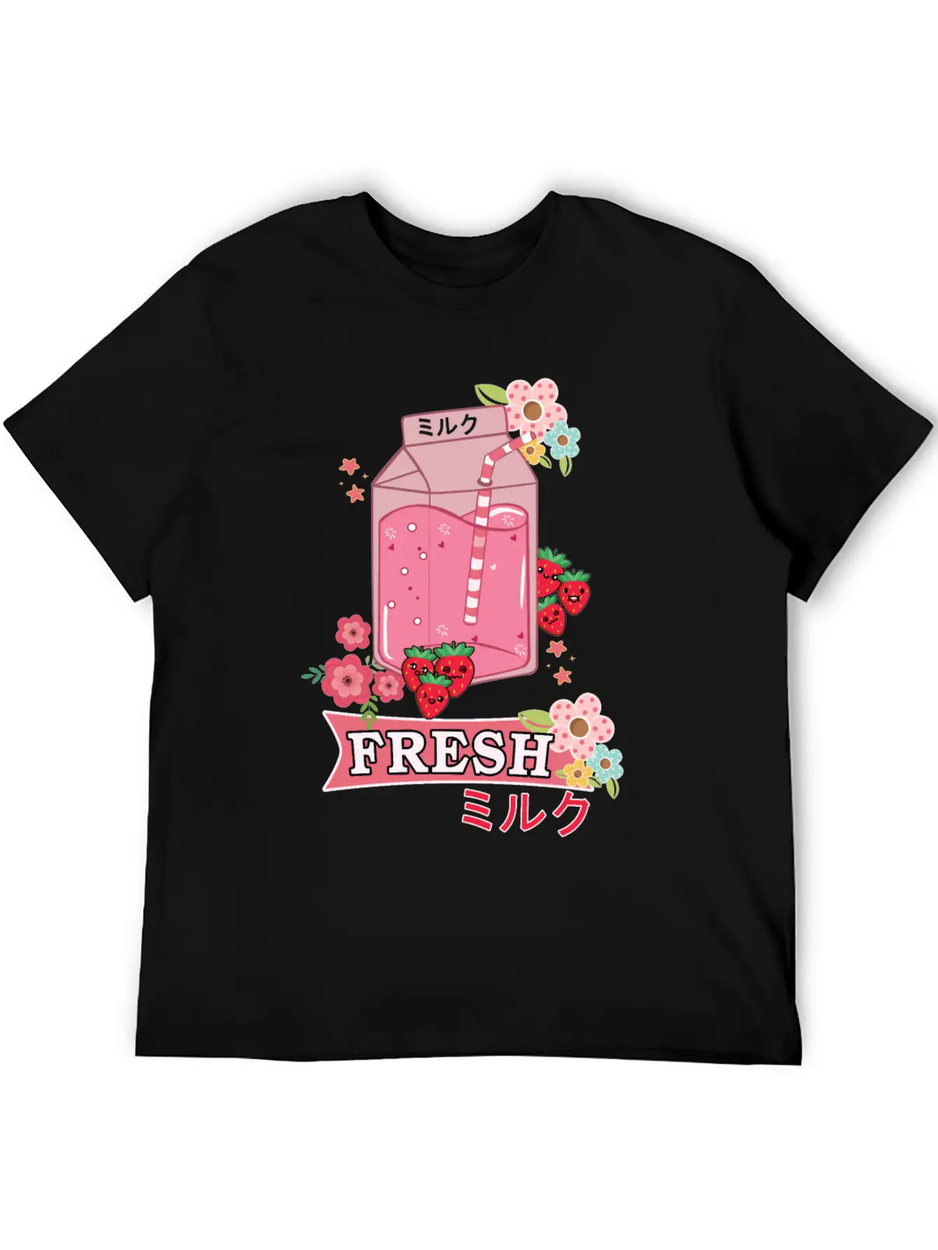 Funny Kawaii Anime Japanese Fresh Strawberry Milk Classic Cotton Tee – Unisex Comfort For Any Season