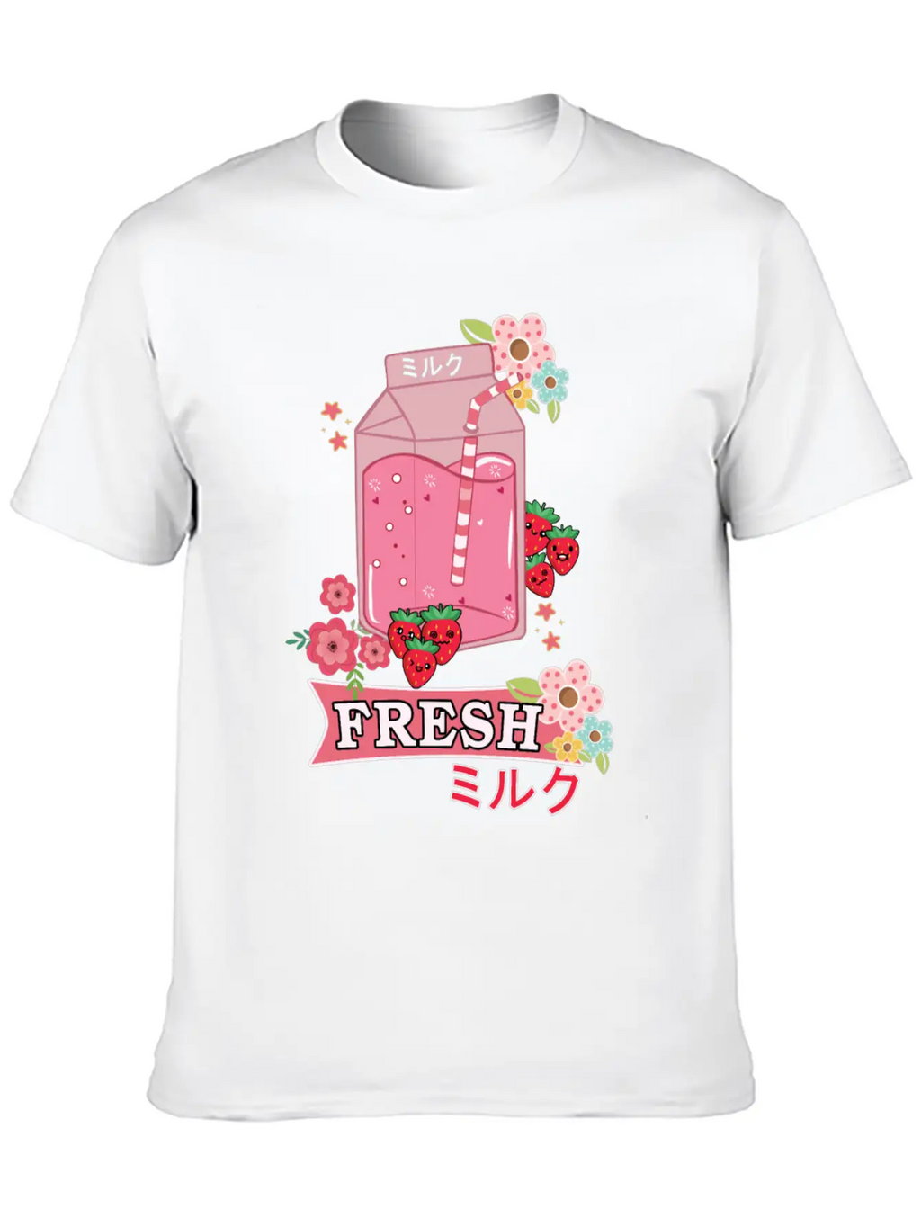 Funny Kawaii Anime Japanese Fresh Strawberry Milk Classic Cotton Tee – Unisex Comfort For Any Season