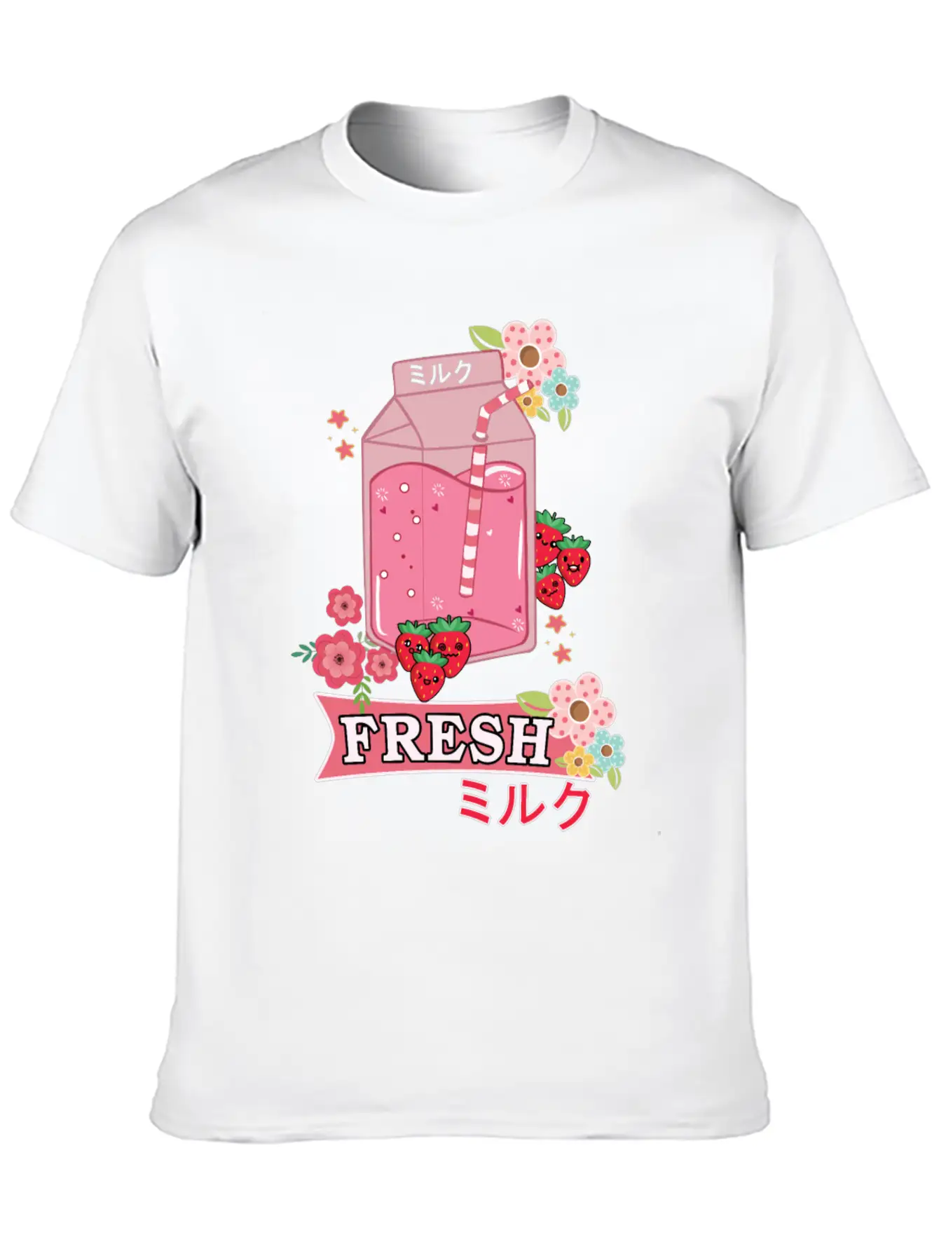 Funny Kawaii Anime Japanese Fresh Strawberry Milk Classic Cotton Tee – Unisex Comfort For Any Season