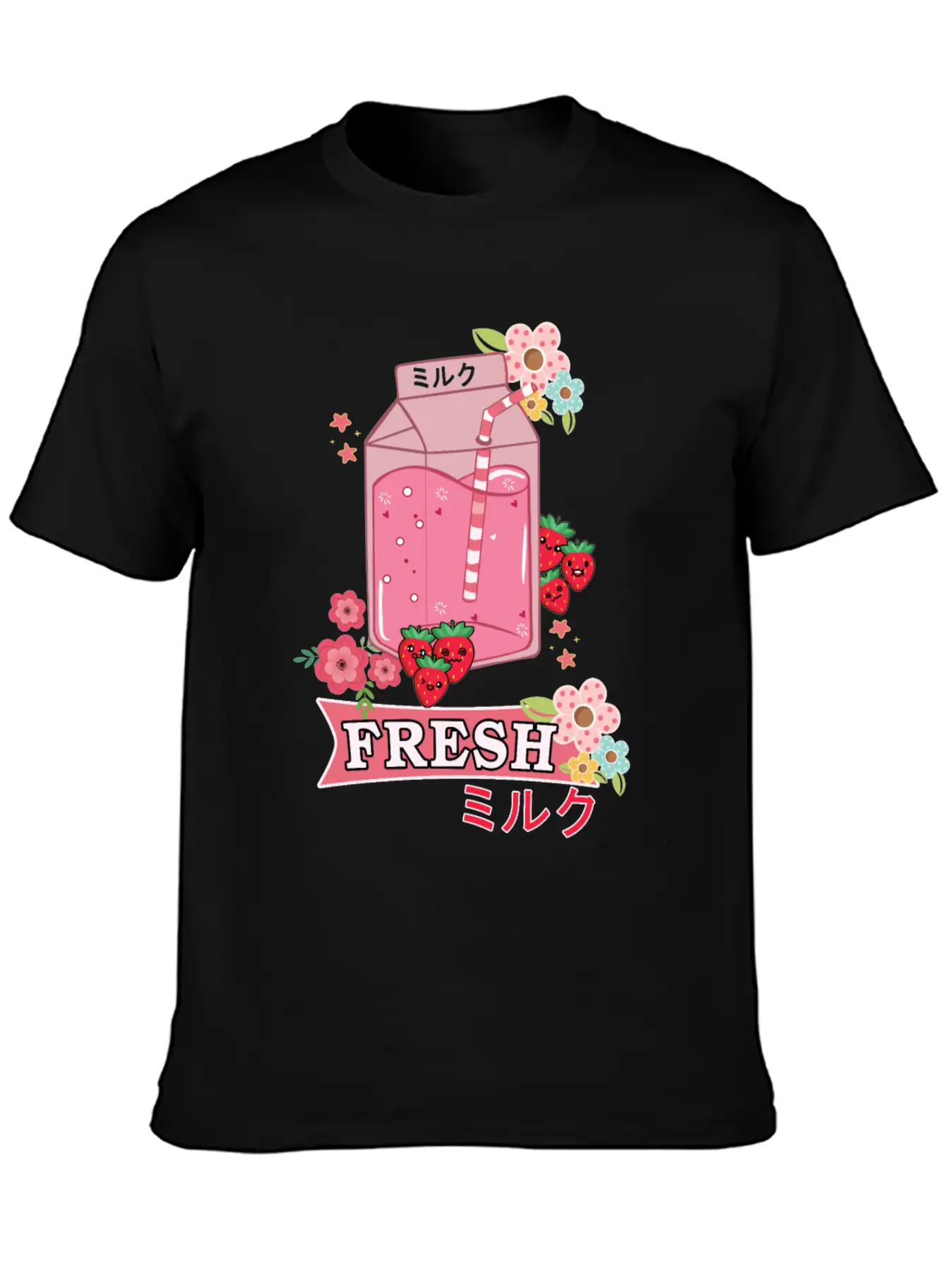 Funny Kawaii Anime Japanese Fresh Strawberry Milk Classic Cotton Tee – Unisex Comfort For Any Season