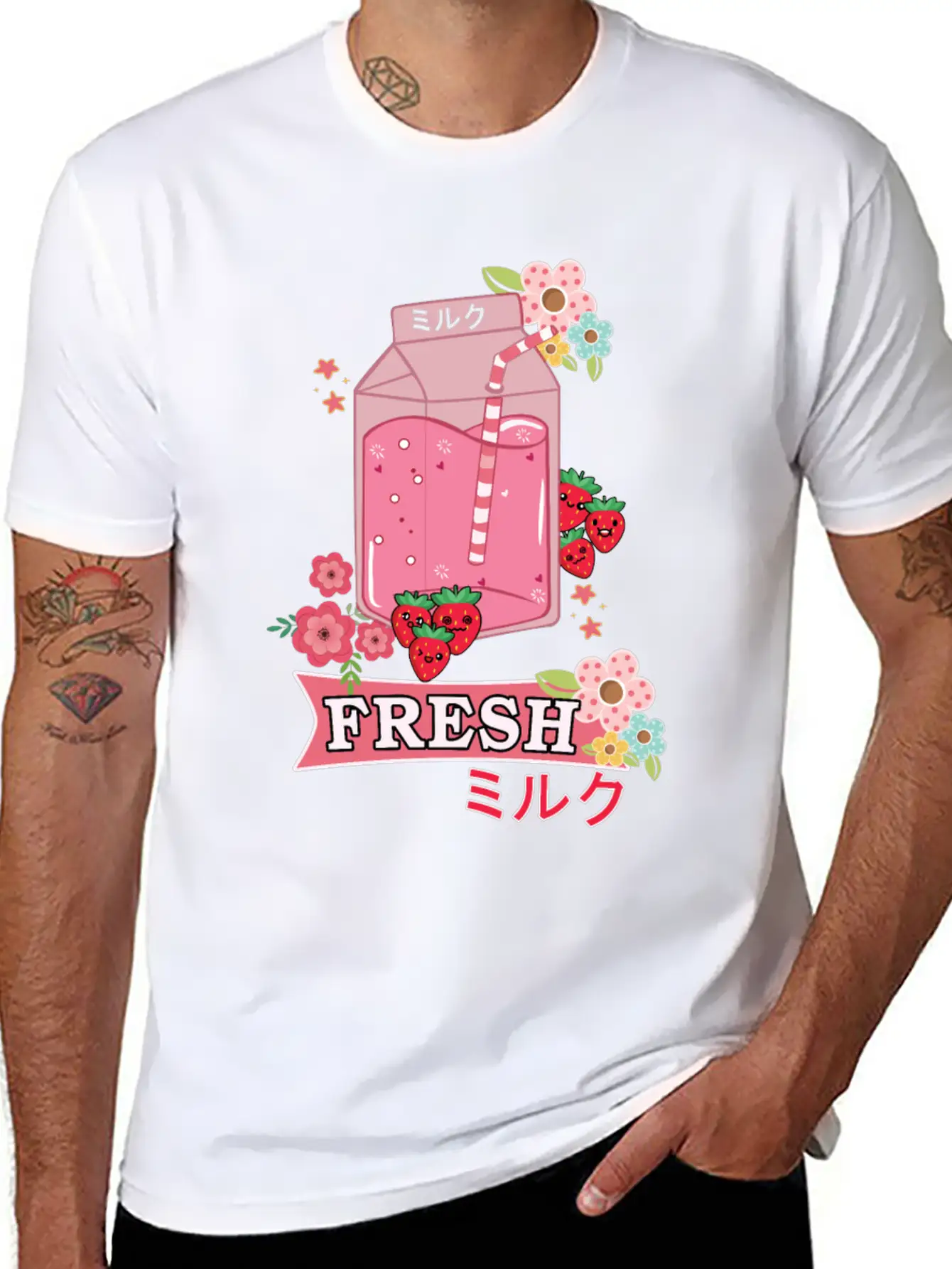 Funny Kawaii Anime Japanese Fresh Strawberry Milk Classic Cotton Tee – Unisex Comfort For Any Season