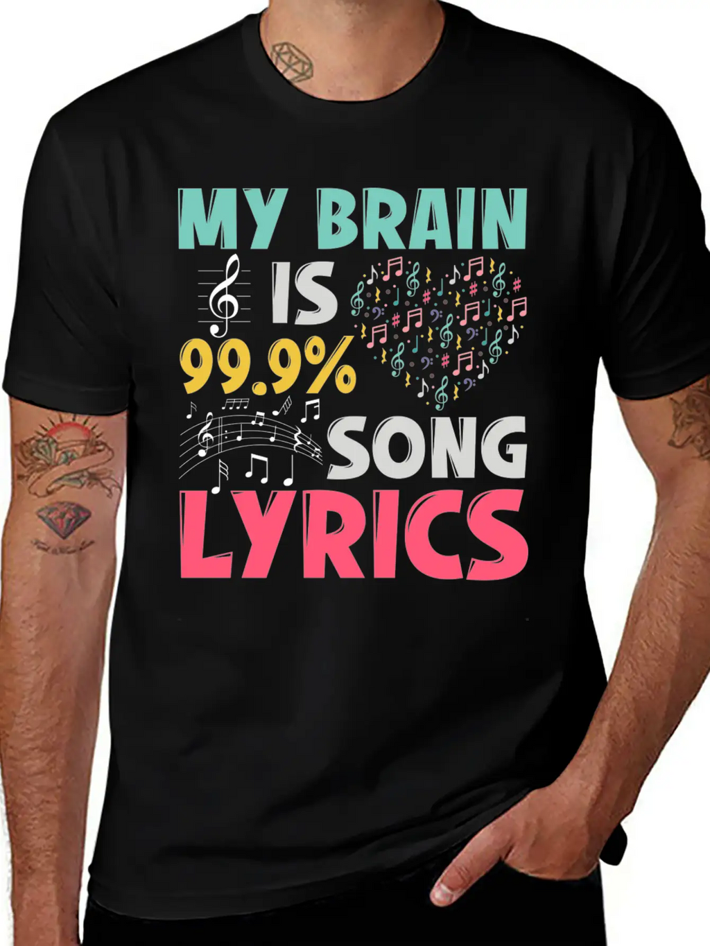 Funny Lyricist Design My Brain Is 99 Song Lyrics Relaxed Everyday Tee – Lightweight And Durable Cotton