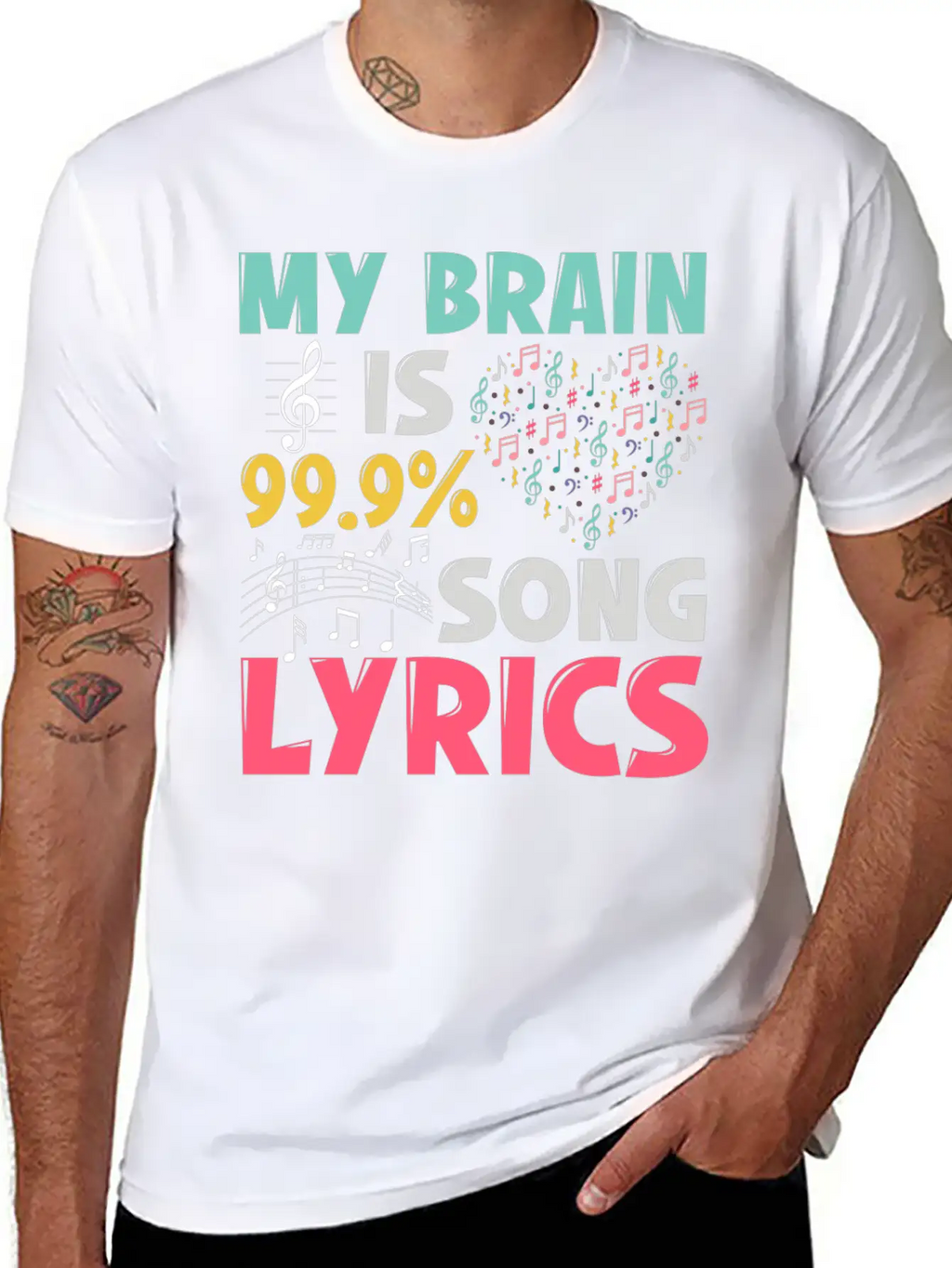Funny Lyricist Design My Brain Is 99 Song Lyrics Relaxed Everyday Tee – Lightweight And Durable Cotton