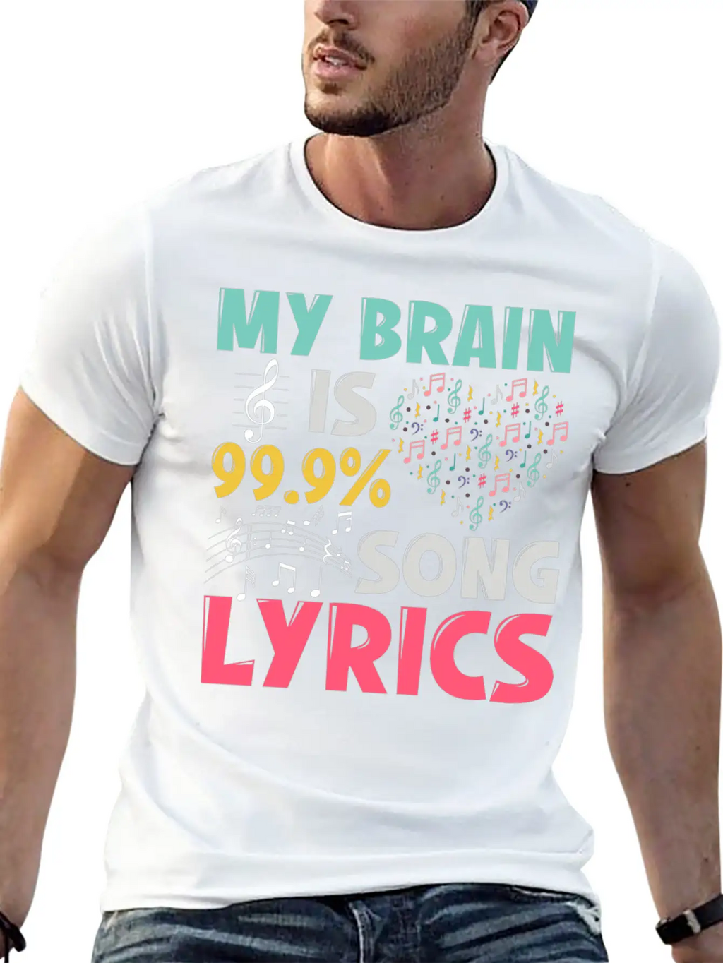 Funny Lyricist Design My Brain Is 99 Song Lyrics Relaxed Everyday Tee – Lightweight And Durable Cotton