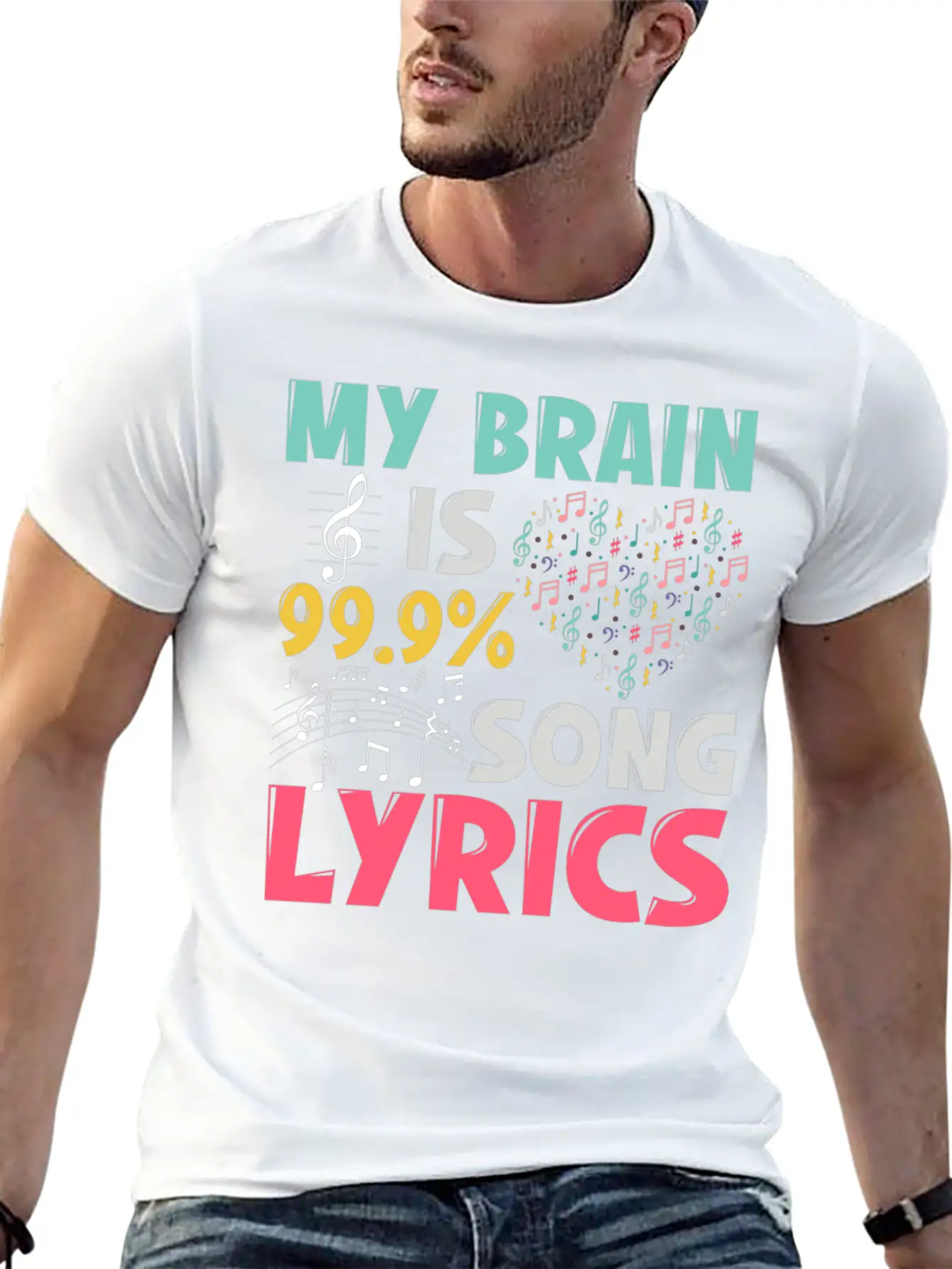 Funny Lyricist Design My Brain Is 99 Song Lyrics Relaxed Everyday Tee – Lightweight And Durable Cotton