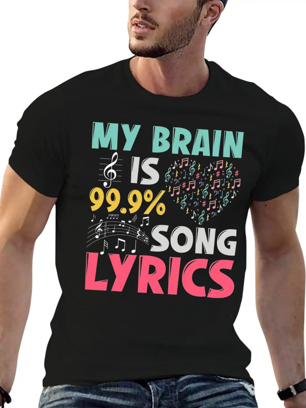Funny Lyricist Design My Brain Is 99 Song Lyrics Relaxed Everyday Tee – Lightweight And Durable Cotton