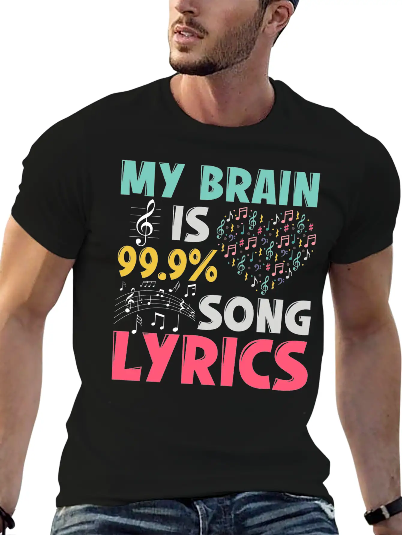 Funny Lyricist Design My Brain Is 99 Song Lyrics Relaxed Everyday Tee – Lightweight And Durable Cotton