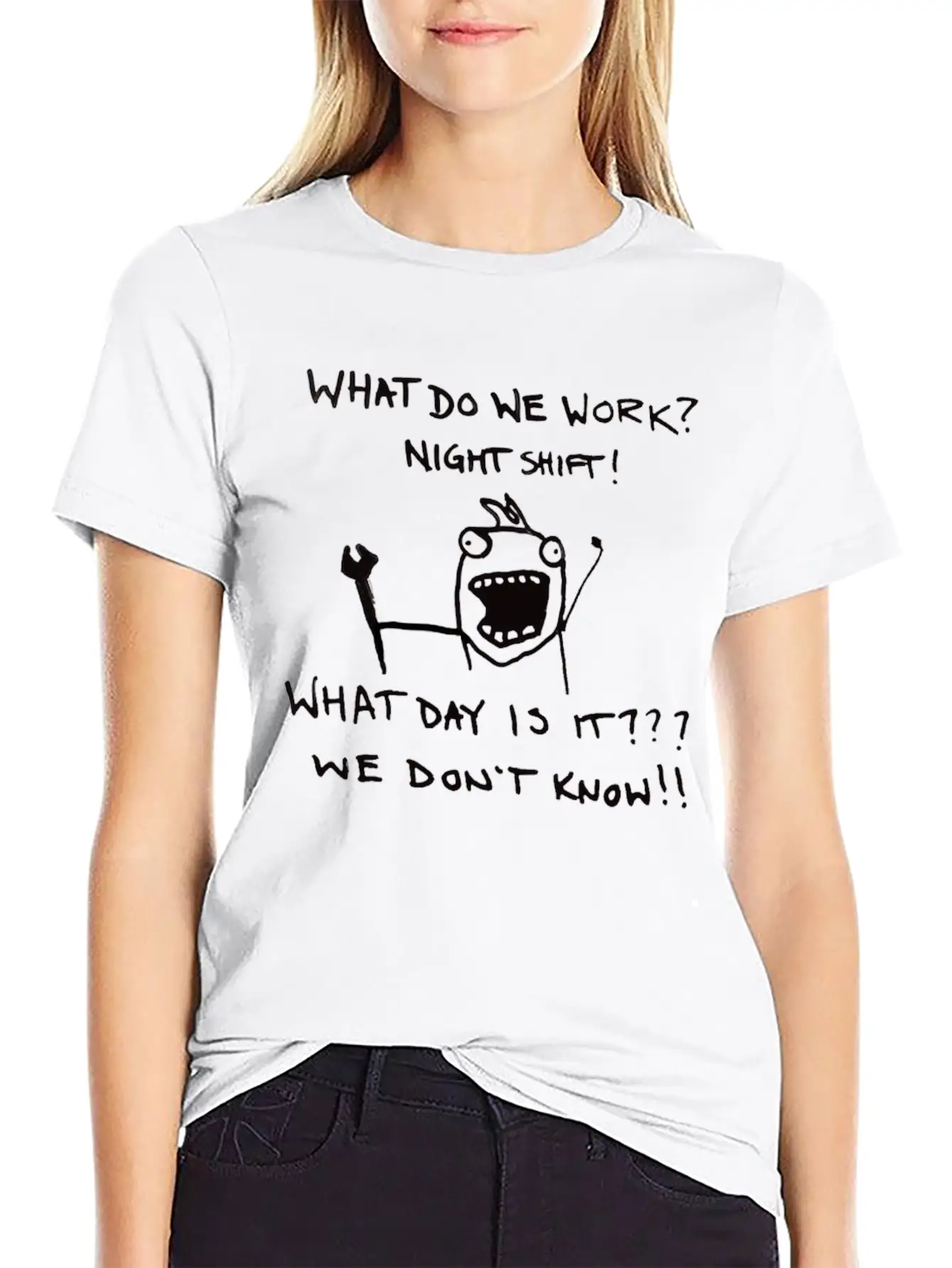Funny Night Shift Worker T-Shirt Stylish Everyday T-Shirt – Unisex Basic Cotton Tee