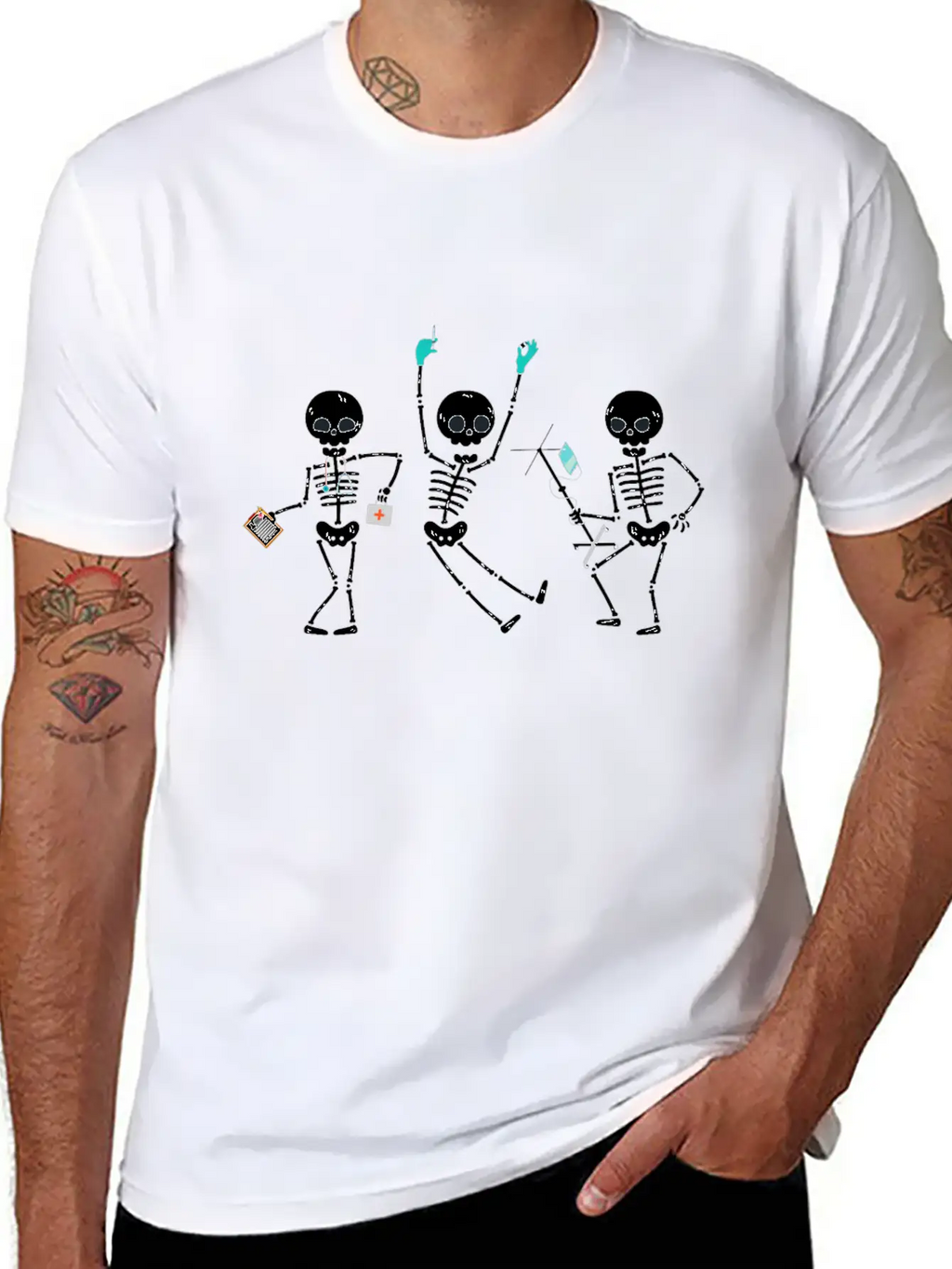 Funny Nurse Skeleton, Halloween Healthcare Crew Classic Cotton Tee – Unisex Comfort For Any Season