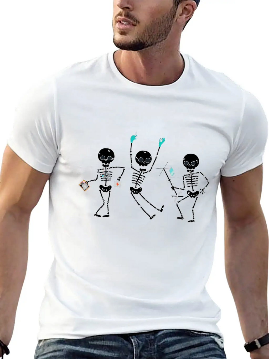 Funny Nurse Skeleton, Halloween Healthcare Crew Classic Cotton Tee – Unisex Comfort For Any Season