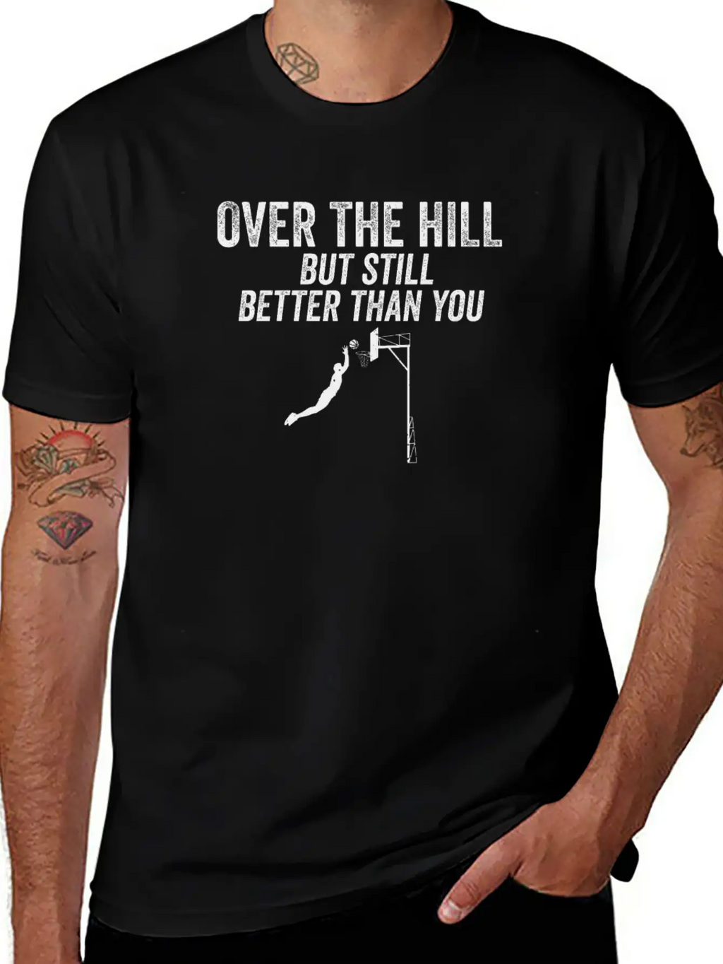 Funny Over The Hill Basketball 30th 40th Birthday Relaxed Everyday Tee – Lightweight And Durable Cotton