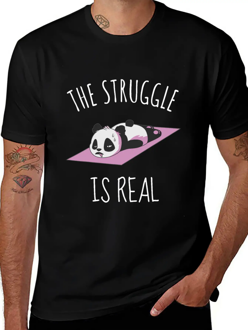 Funny Panda Women Yoga Gym Exercise The Struggle I Classic Cotton Tee – Unisex Comfort For Any Season