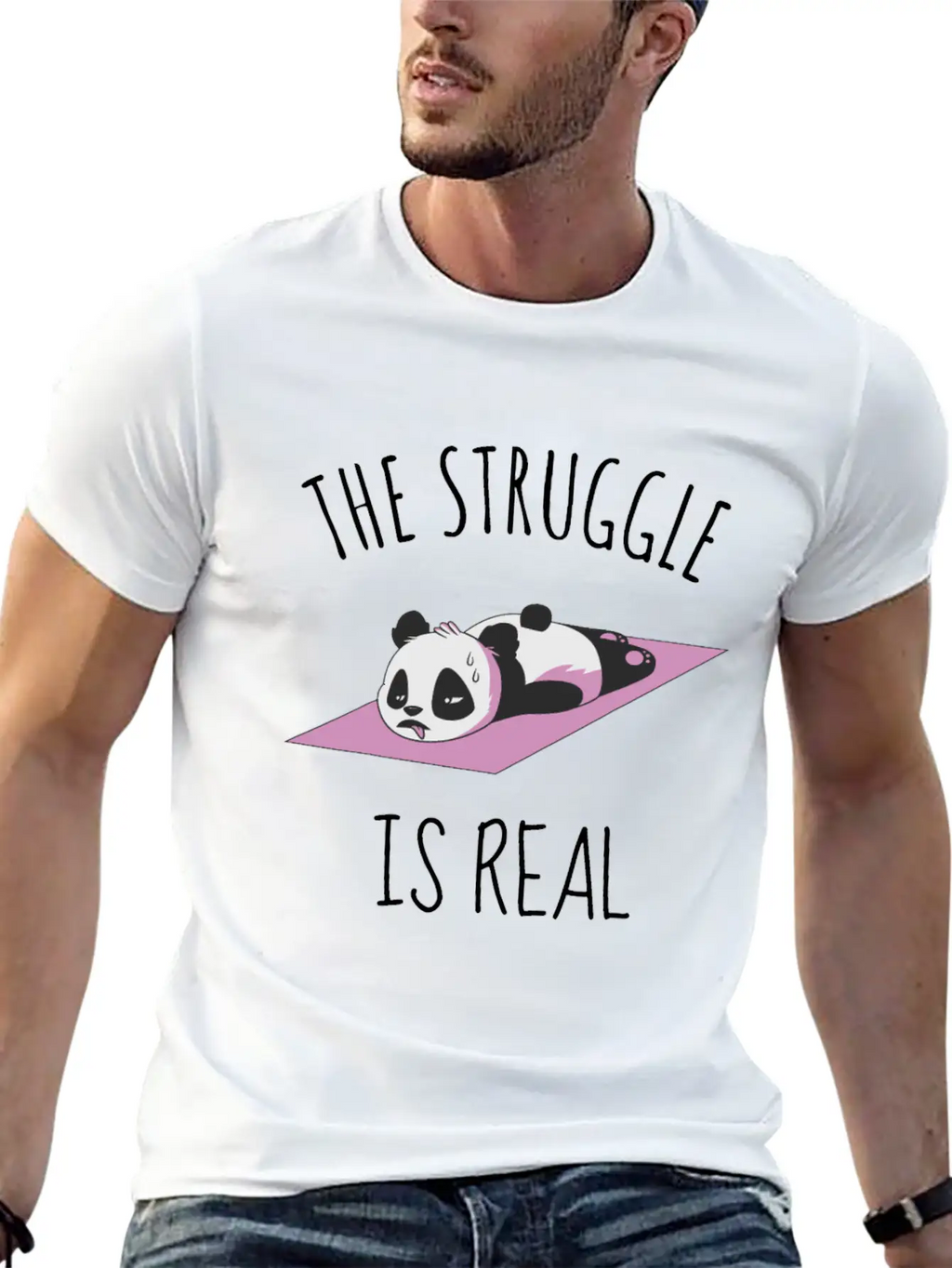 Funny Panda Women Yoga Gym Exercise The Struggle I Classic Cotton Tee – Unisex Comfort For Any Season
