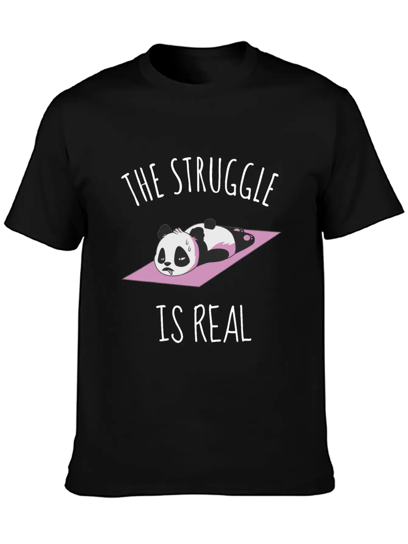 Funny Panda Women Yoga Gym Exercise The Struggle I Classic Cotton Tee – Unisex Comfort For Any Season