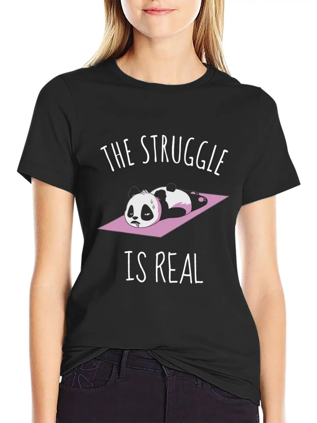 Funny Panda Women Yoga Gym Exercise The Struggle I Classic Cotton Tee – Unisex Comfort For Any Season