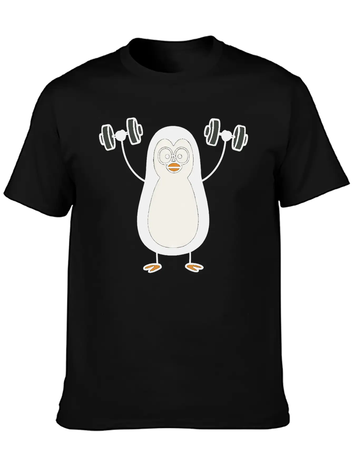 Funny Penguin With Dumbbell Fitness Workout Doodle Classic Cotton Tee – Unisex Comfort For Any Season