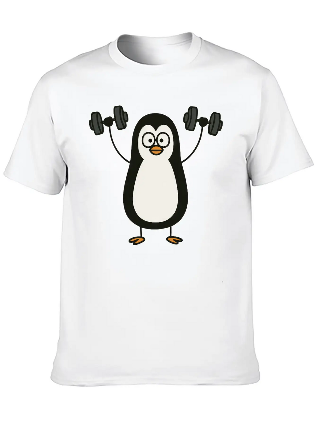 Funny Penguin With Dumbbell Fitness Workout Doodle Classic Cotton Tee – Unisex Comfort For Any Season