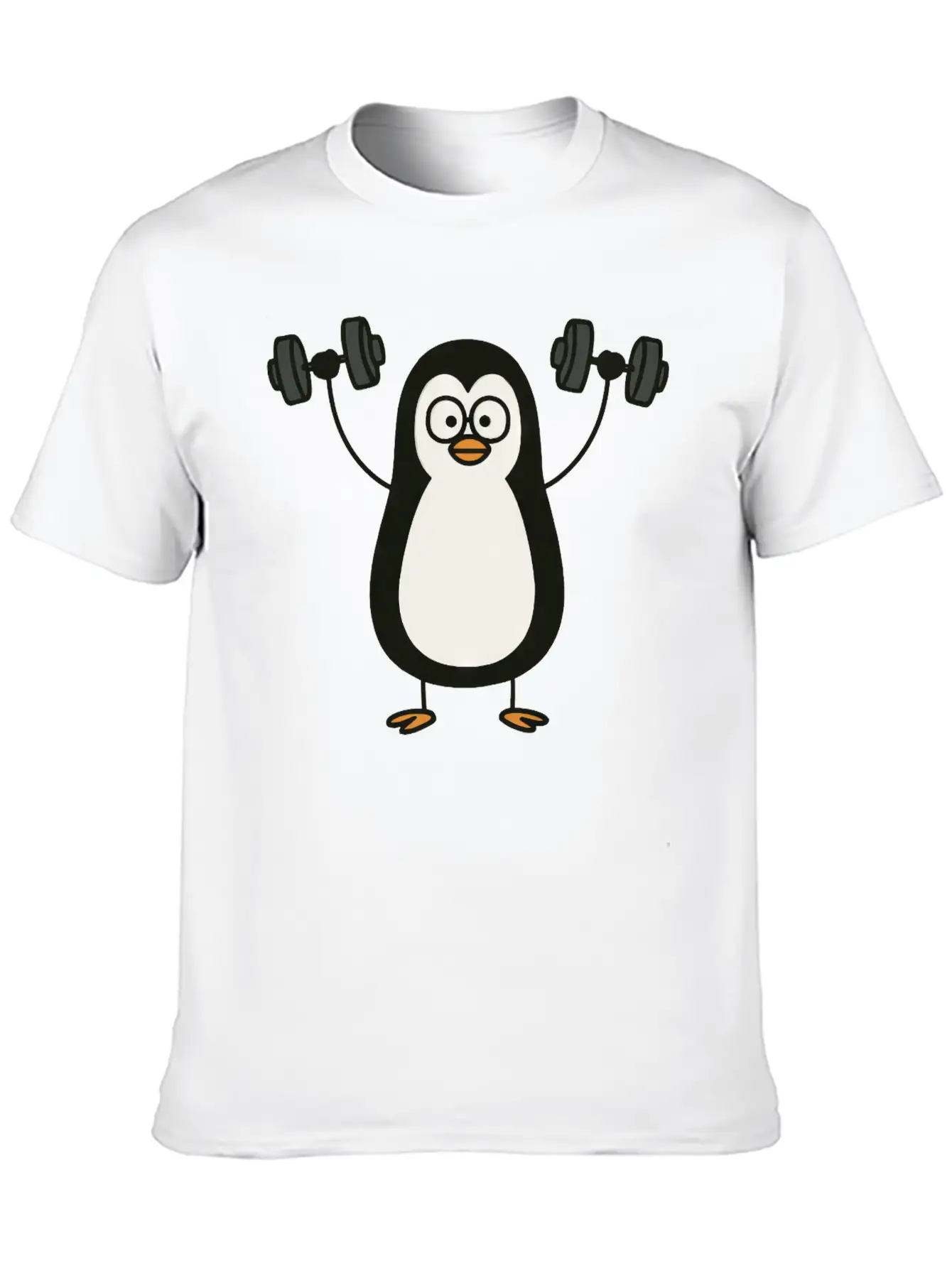 Funny Penguin With Dumbbell Fitness Workout Doodle Classic Cotton Tee – Unisex Comfort For Any Season
