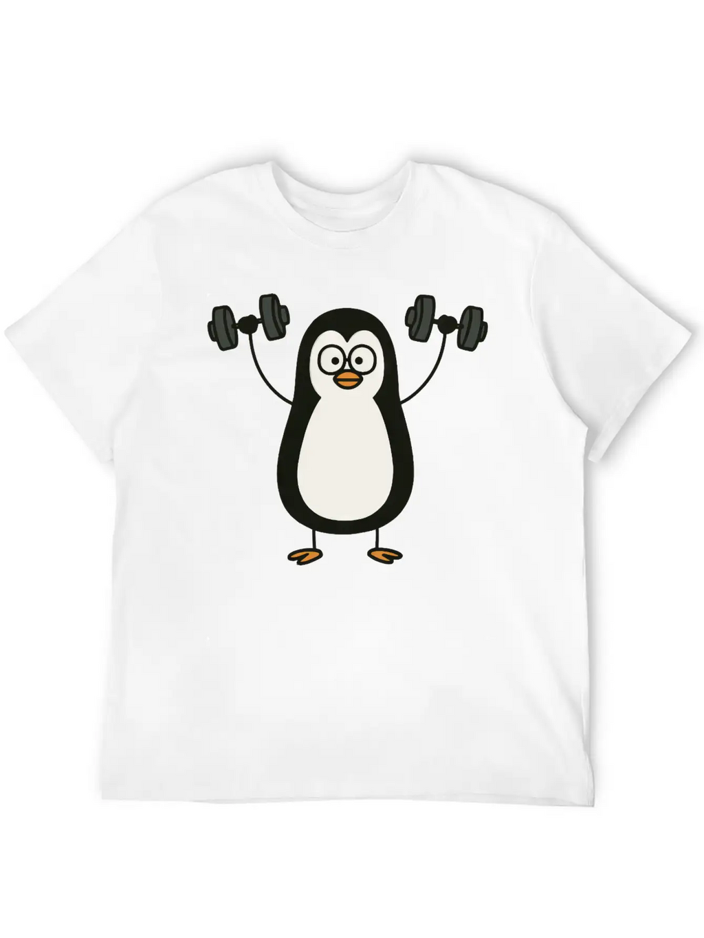 Funny Penguin With Dumbbell Fitness Workout Doodle Classic Cotton Tee – Unisex Comfort For Any Season