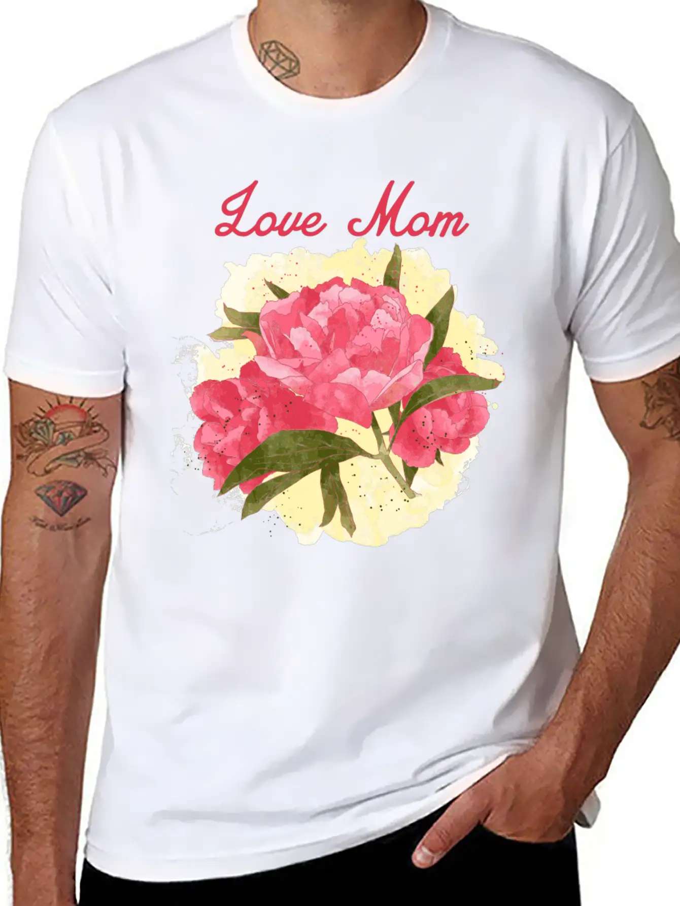 Funny Peony - Love Mom - Colorful Flower Bloom Classic Cotton Tee – Unisex Comfort For Any Season