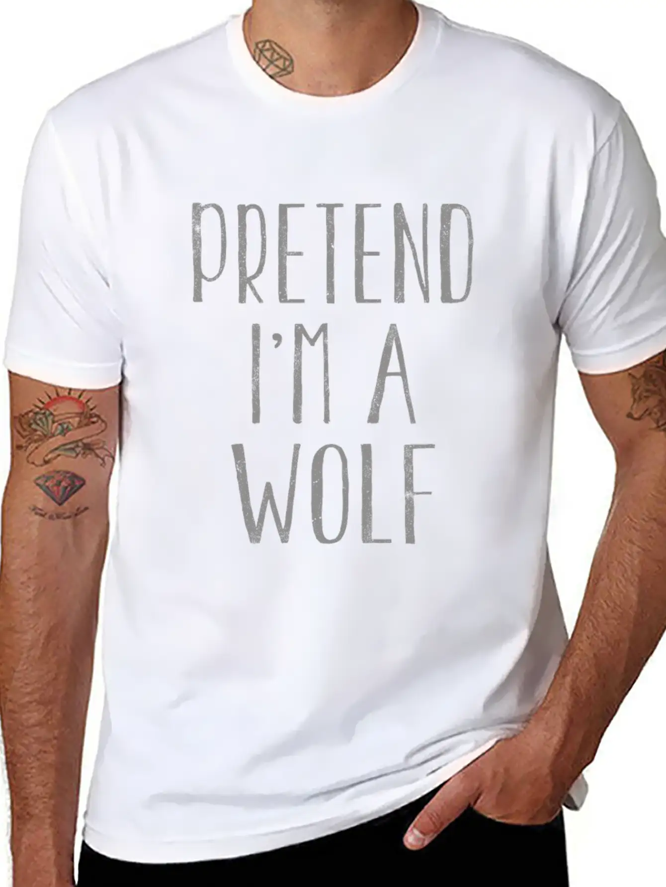 Funny Pretend I'm Wolf Costume For Halloween Modern Fit Casual T-Shirt – Clean And Versatile Design