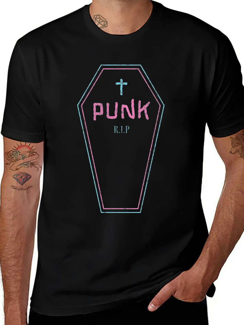 Funny Punk - Rock Guitar - Coffin - Punk Is Dead - Breathable Graphic T-Shirt – Perfect For Casual Days