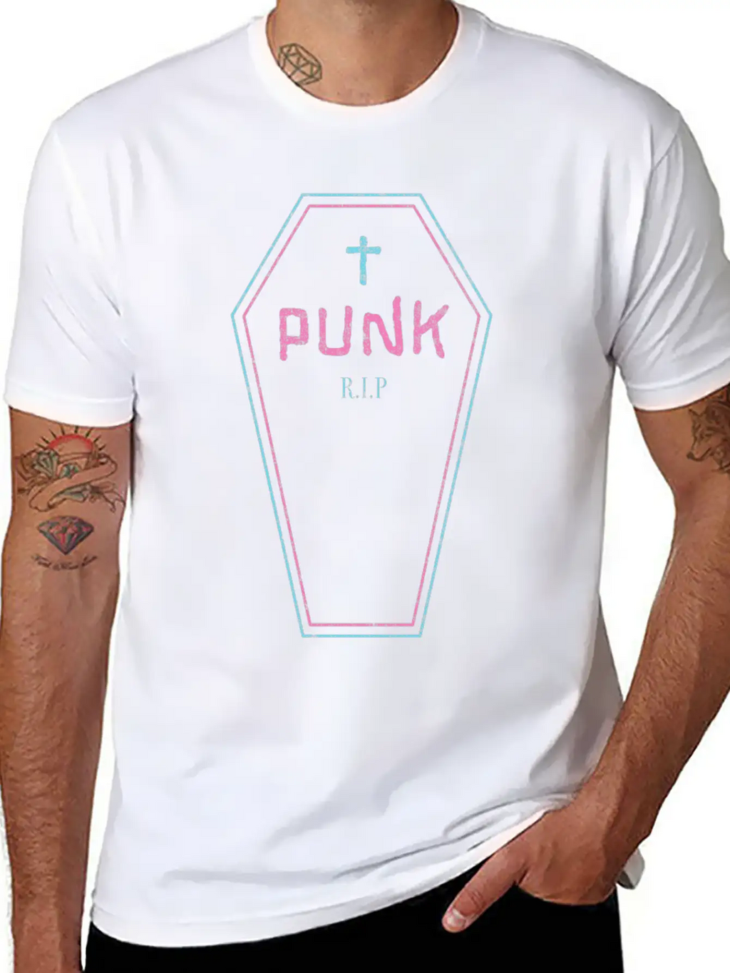 Funny Punk - Rock Guitar - Coffin - Punk Is Dead - Breathable Graphic T-Shirt – Perfect For Casual Days
