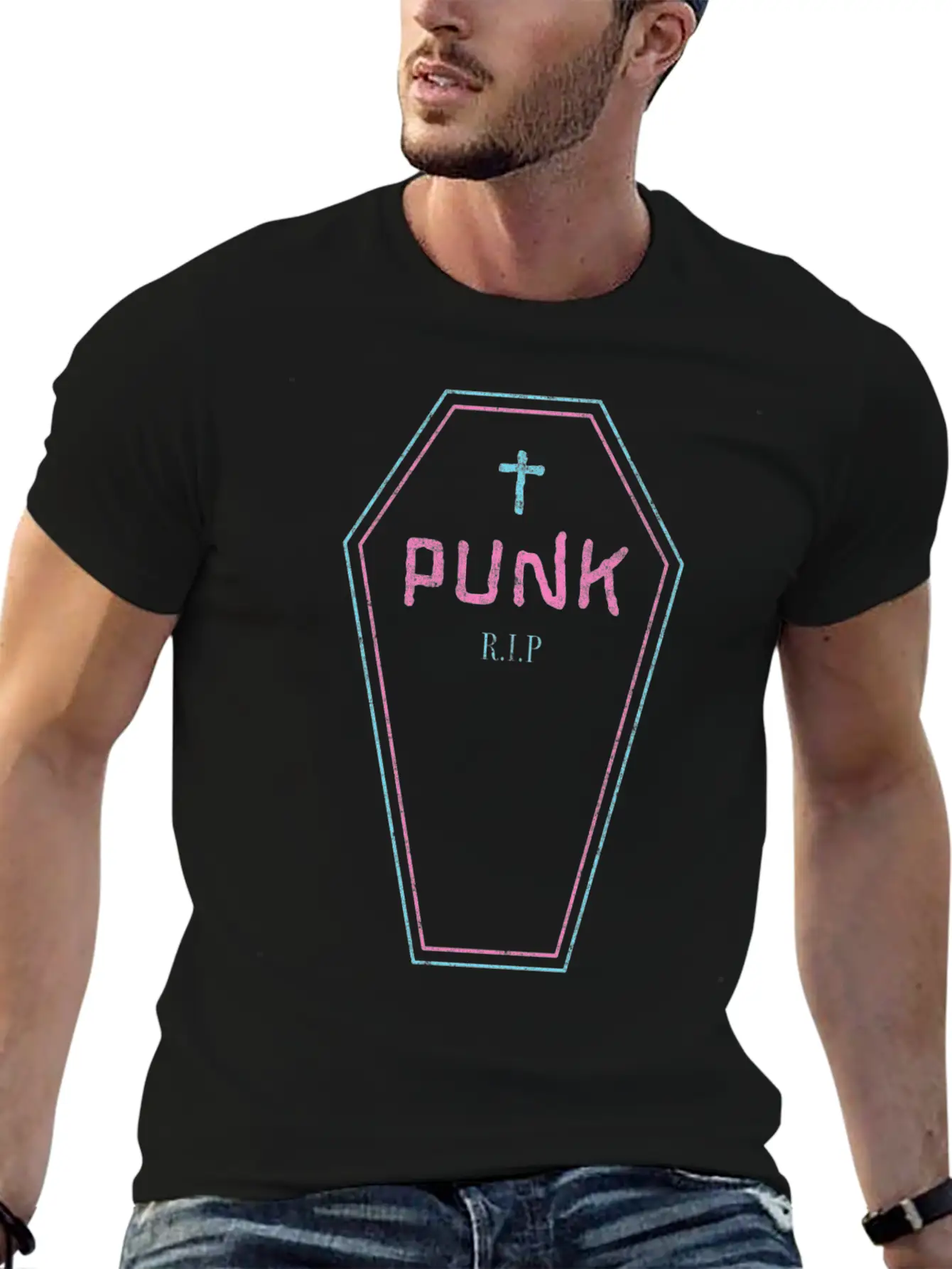 Funny Punk - Rock Guitar - Coffin - Punk Is Dead - Breathable Graphic T-Shirt – Perfect For Casual Days
