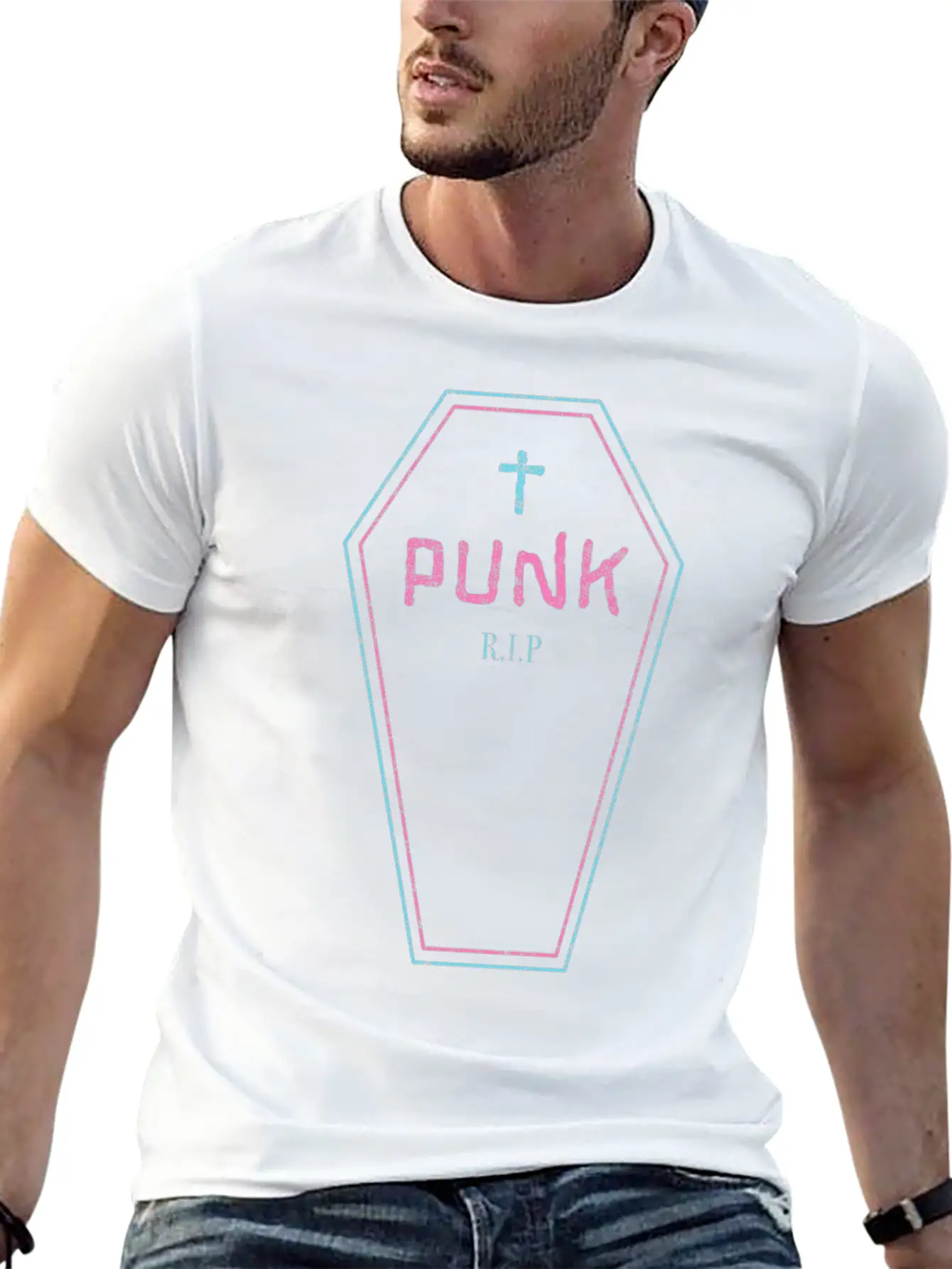 Funny Punk - Rock Guitar - Coffin - Punk Is Dead - Breathable Graphic T-Shirt – Perfect For Casual Days