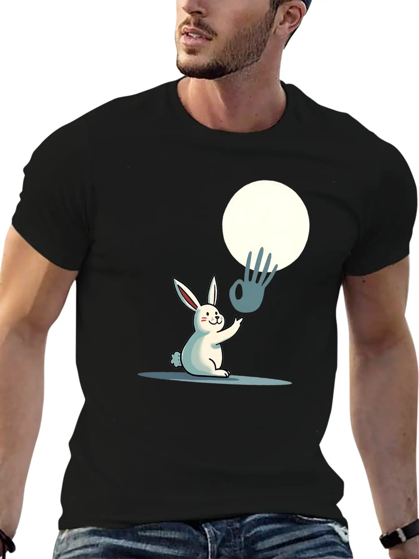 Funny Rabbit Hand Shadow Puppets Humor Pop Art Classic Cotton Tee – Unisex Comfort For Any Season