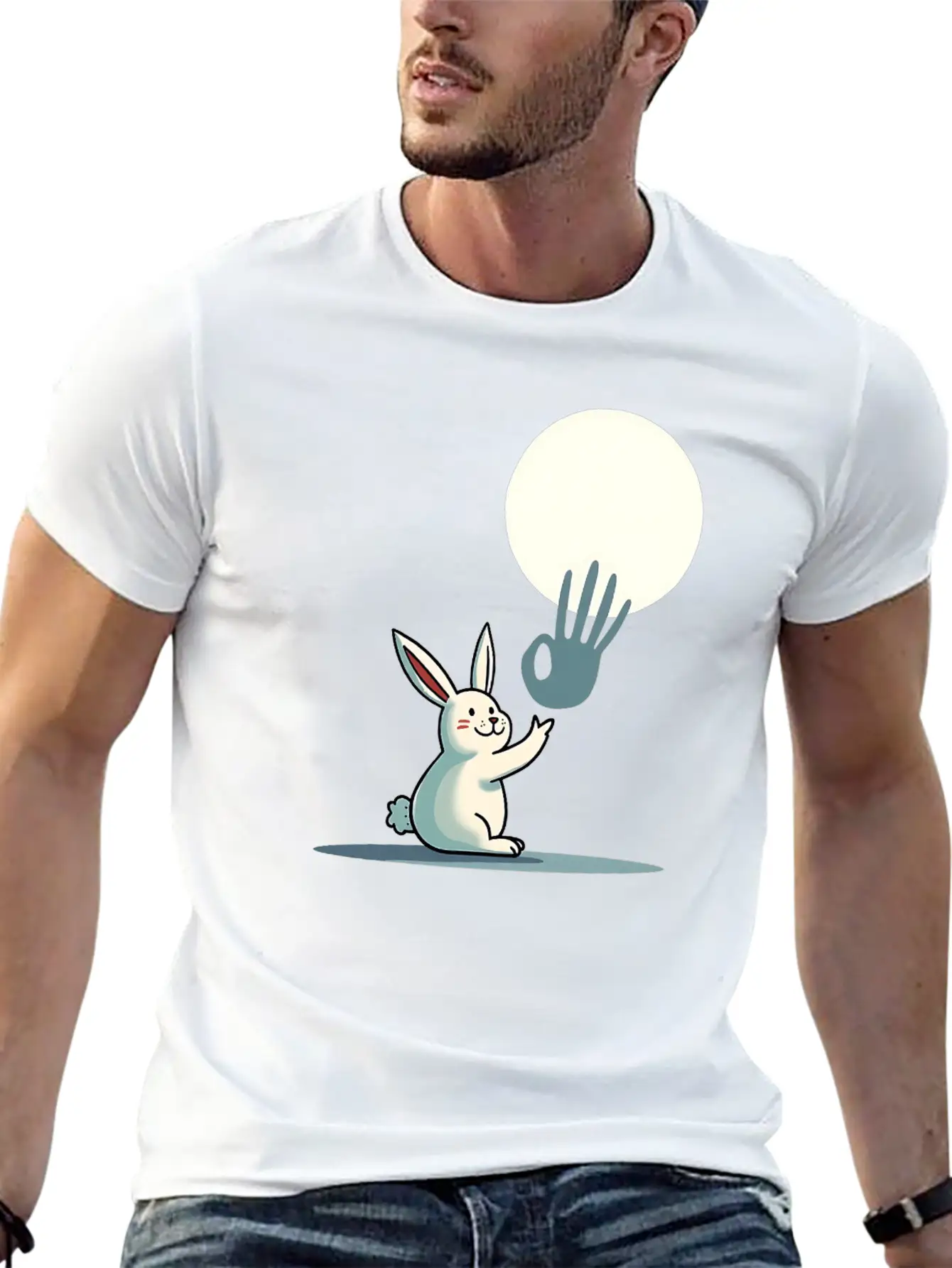 Funny Rabbit Hand Shadow Puppets Humor Pop Art Classic Cotton Tee – Unisex Comfort For Any Season