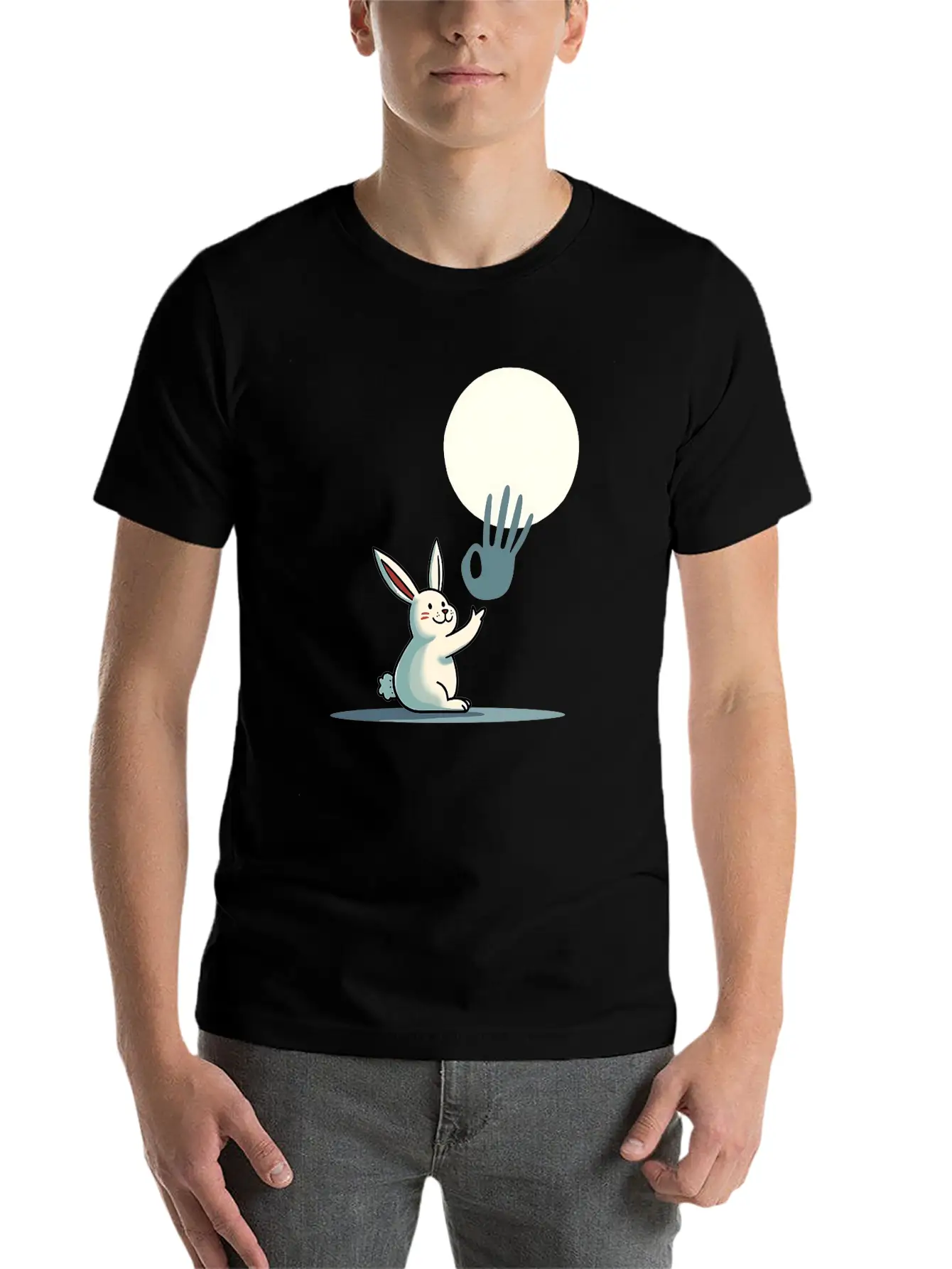 Funny Rabbit Hand Shadow Puppets Humor Pop Art Classic Cotton Tee – Unisex Comfort For Any Season