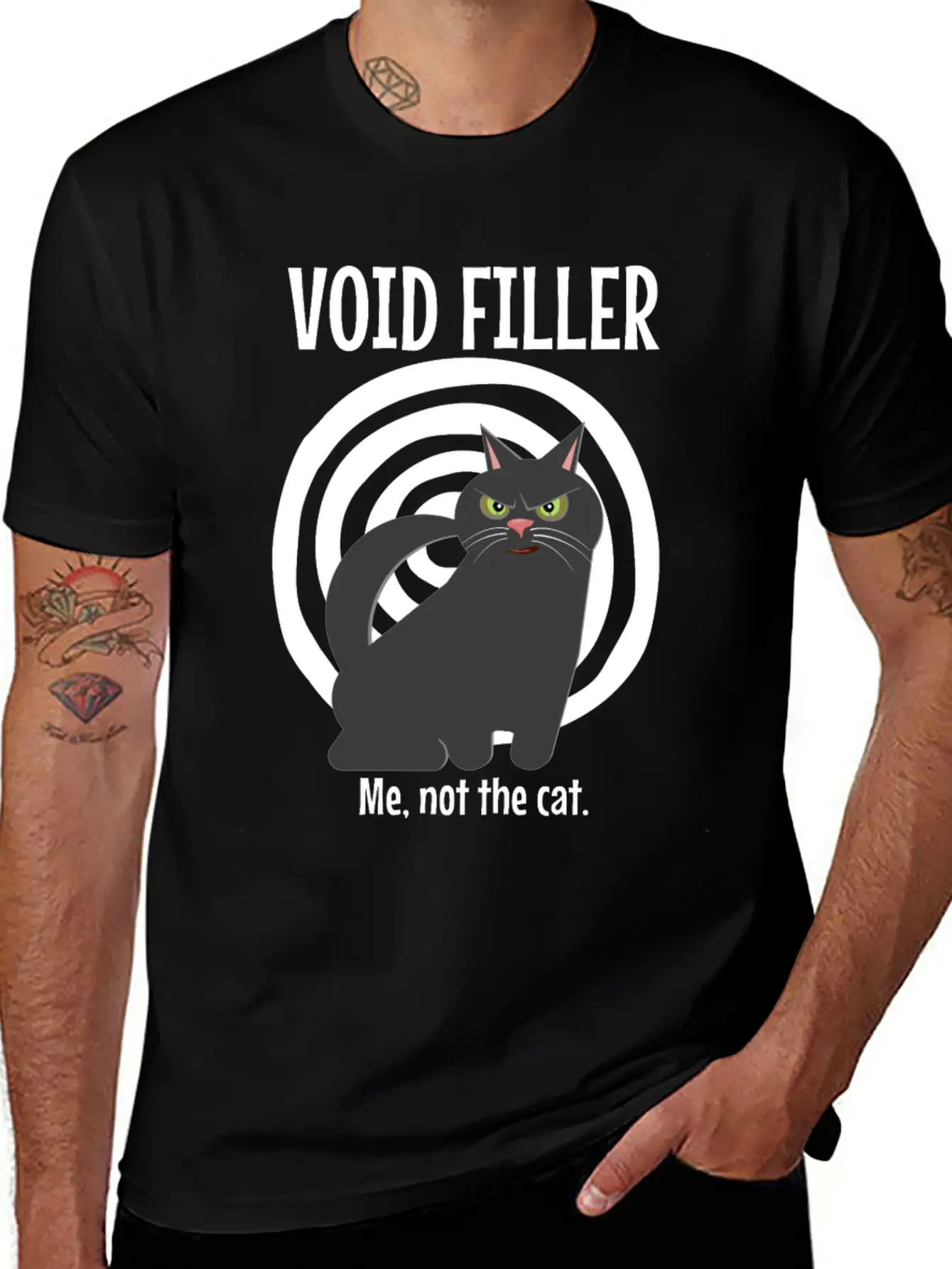 Funny Retro Cute Cat Void Filler Loveable Human Basic Graphic T-Shirt – Daily Comfort In Soft Cotton