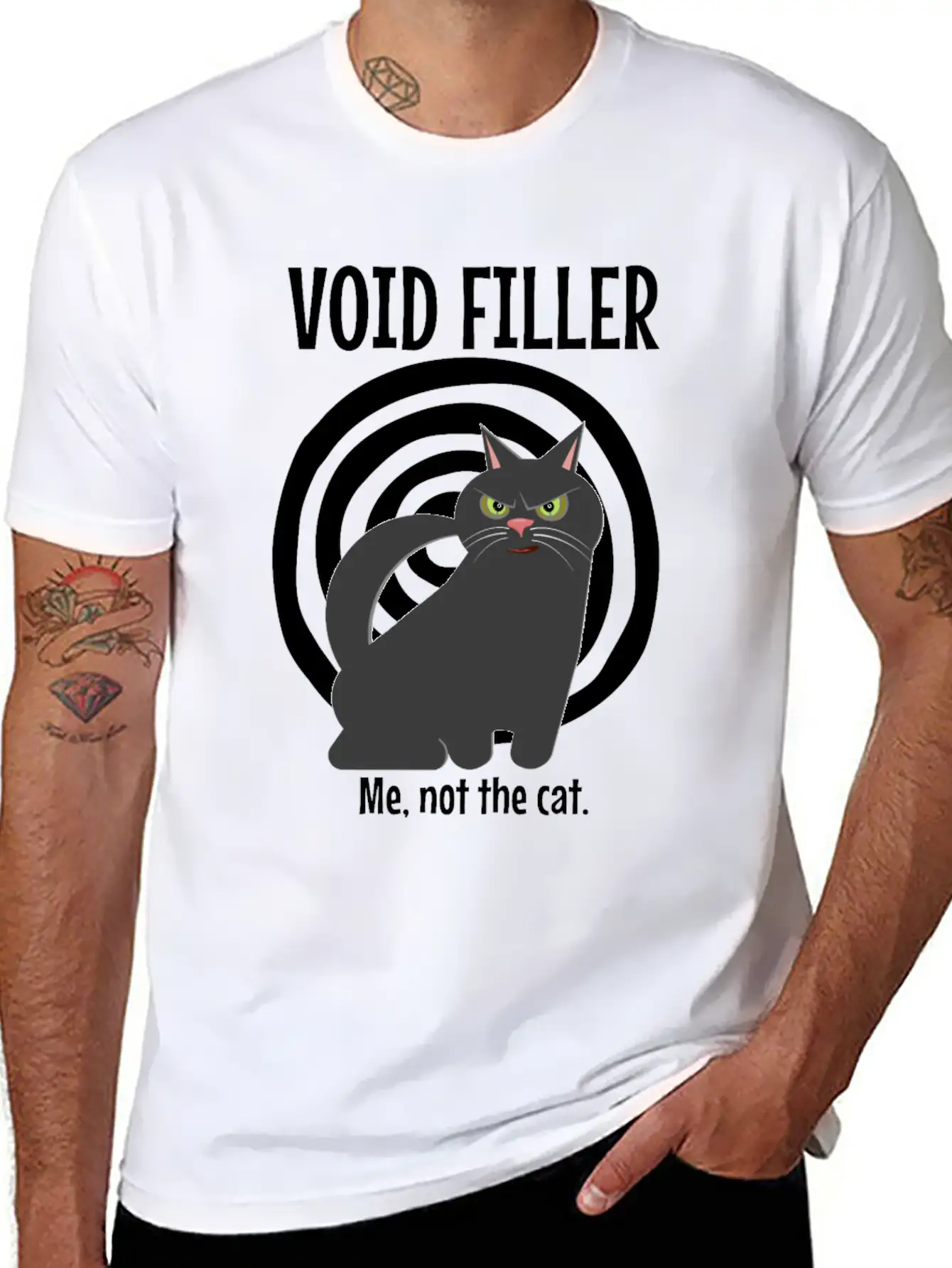 Funny Retro Cute Cat Void Filler Loveable Human Basic Graphic T-Shirt – Daily Comfort In Soft Cotton