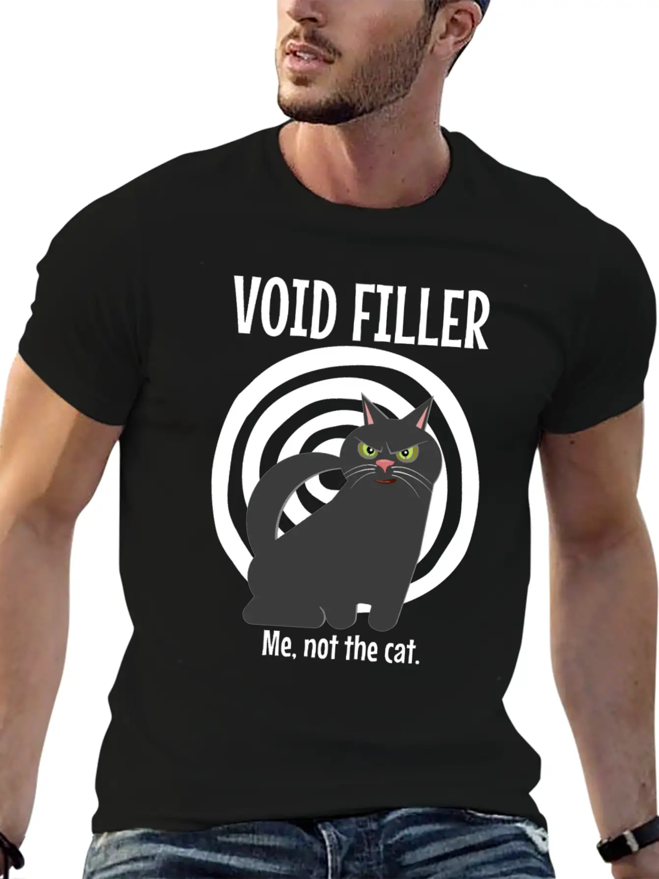 Funny Retro Cute Cat Void Filler Loveable Human Basic Graphic T-Shirt – Daily Comfort In Soft Cotton