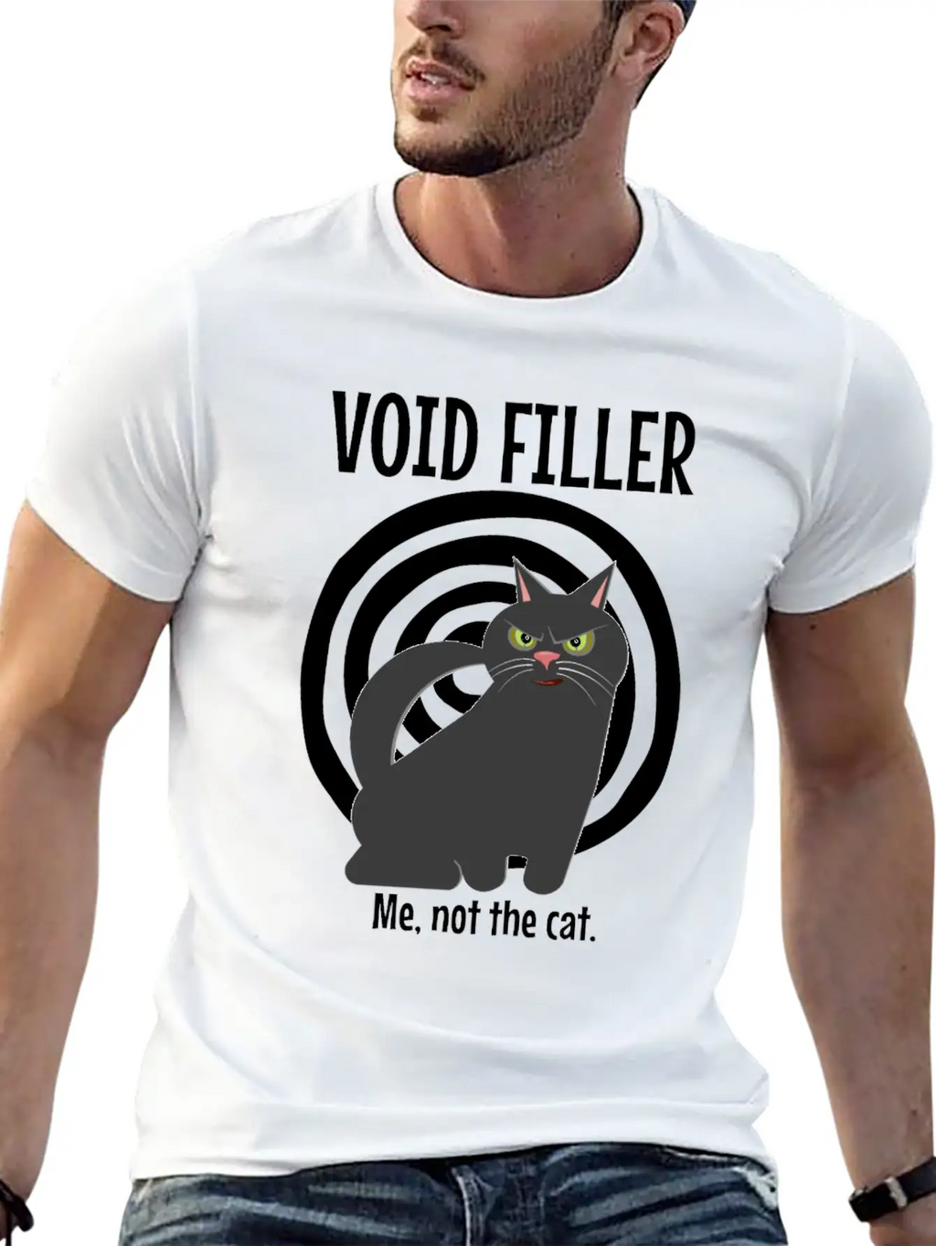 Funny Retro Cute Cat Void Filler Loveable Human Basic Graphic T-Shirt – Daily Comfort In Soft Cotton