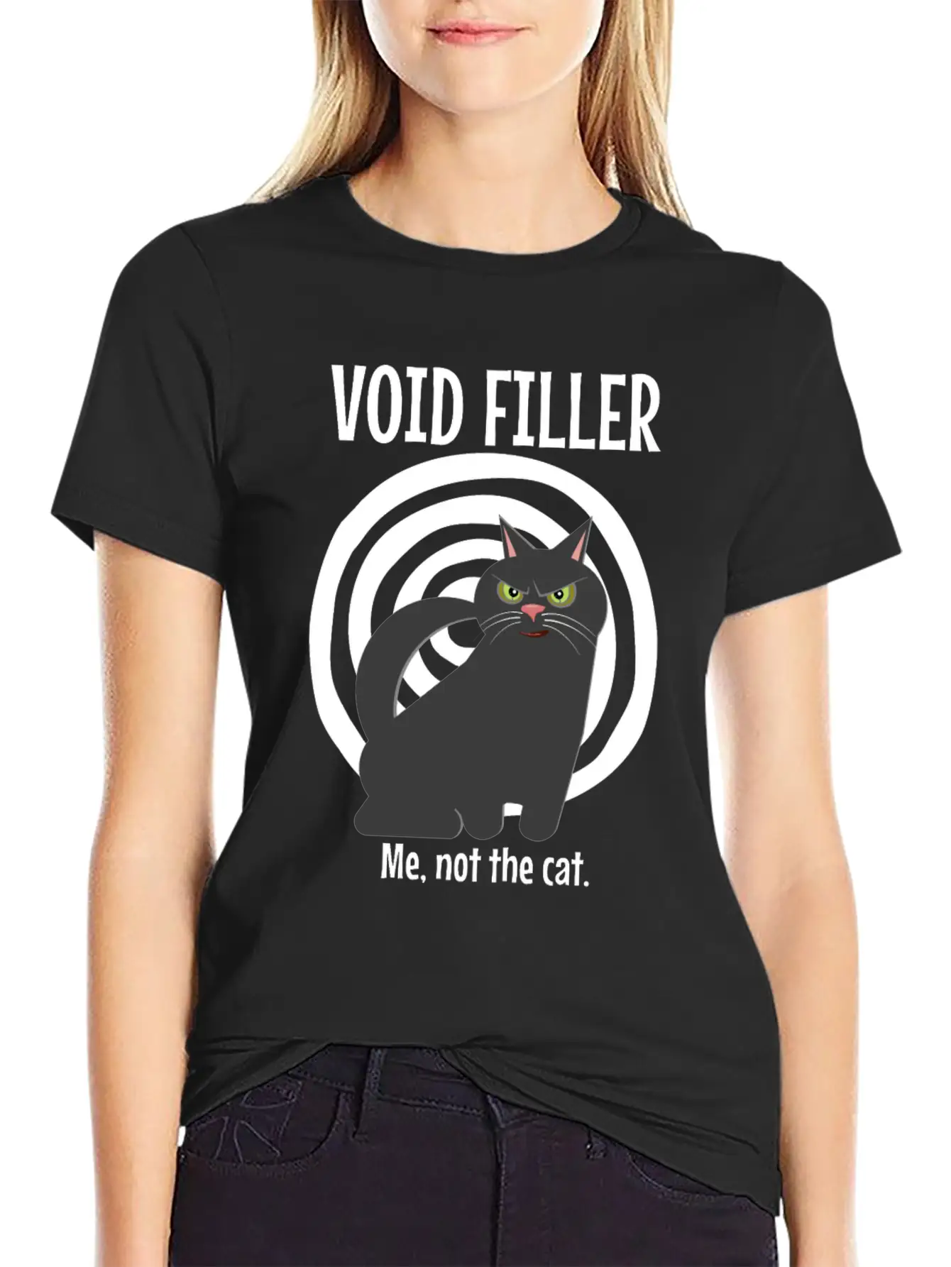Funny Retro Cute Cat Void Filler Loveable Human Basic Graphic T-Shirt – Daily Comfort In Soft Cotton