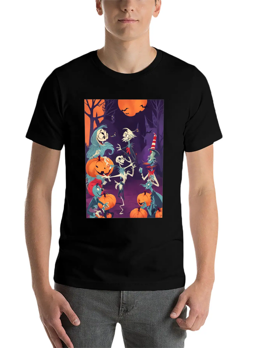Funny Skeletons Dance On Halloween Party Breathable Graphic T-Shirt – Perfect For Casual Days