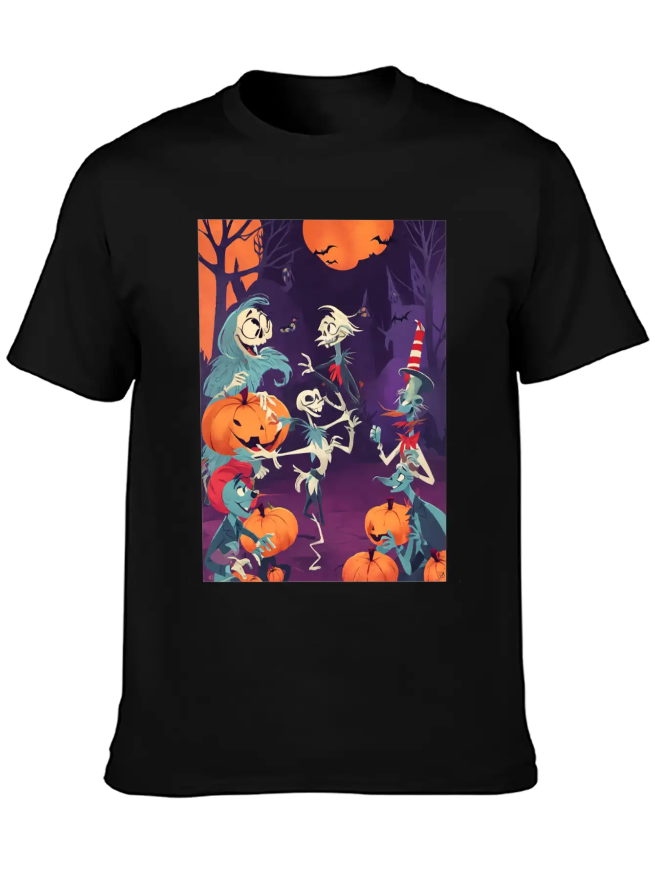 Funny Skeletons Dance On Halloween Party Breathable Graphic T-Shirt – Perfect For Casual Days