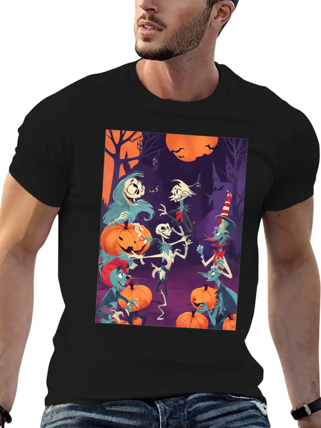 Funny Skeletons Dance On Halloween Party Breathable Graphic T-Shirt – Perfect For Casual Days