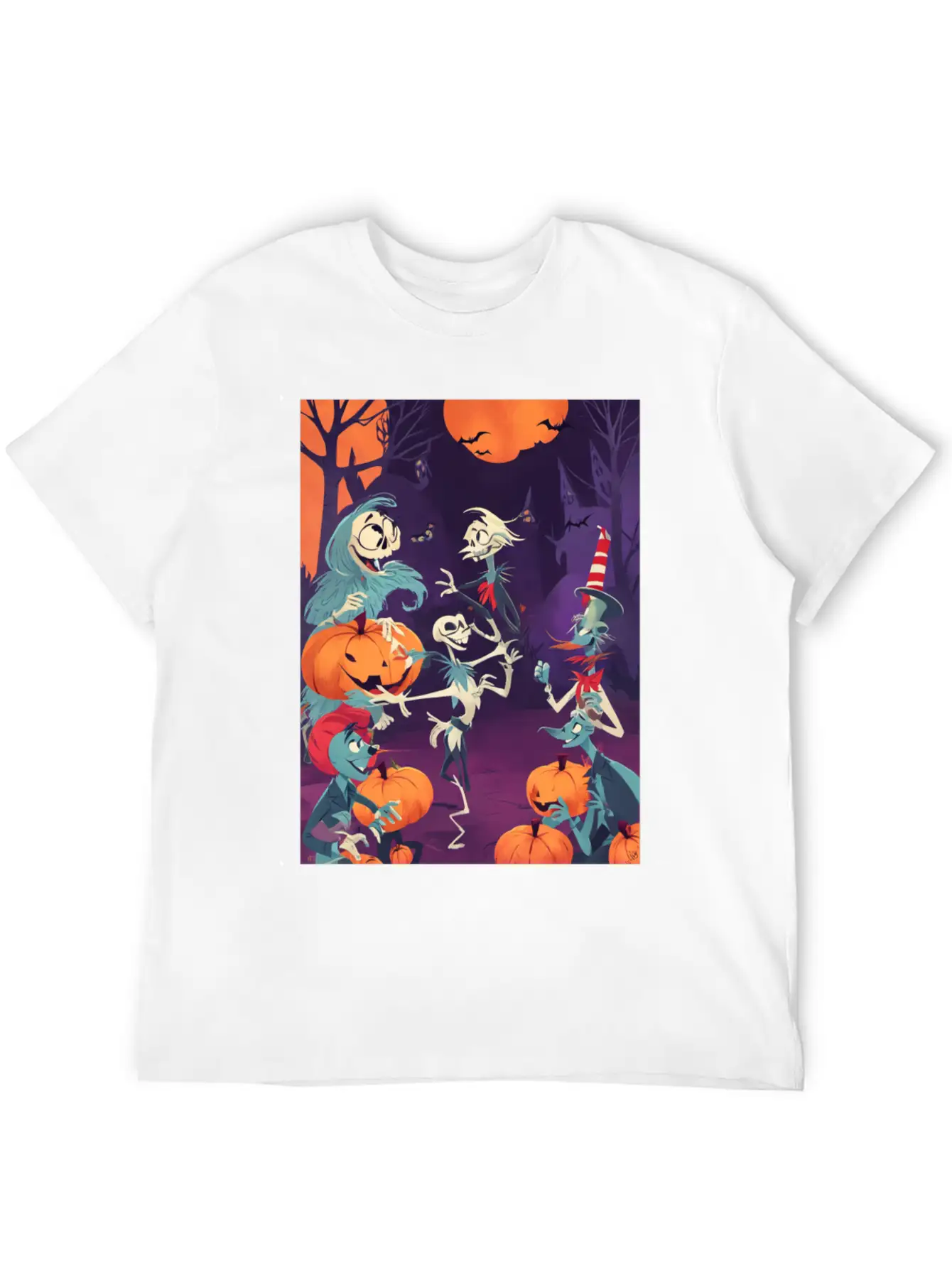 Funny Skeletons Dance On Halloween Party Breathable Graphic T-Shirt – Perfect For Casual Days
